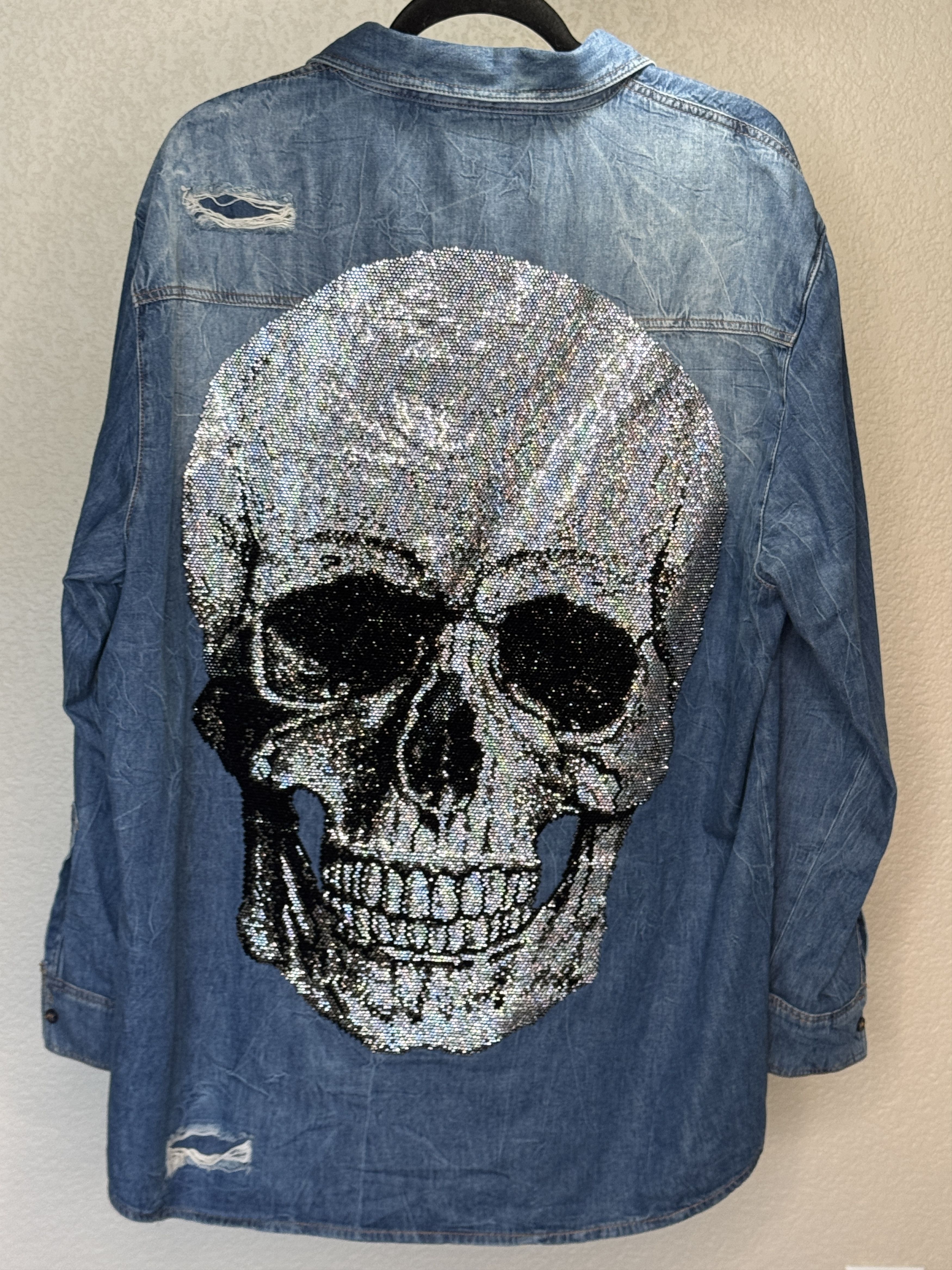 Philipp Plein Crystal Skill Denim Shirt Size US XXL / EU 58 / 5 - 1 Thumbnail