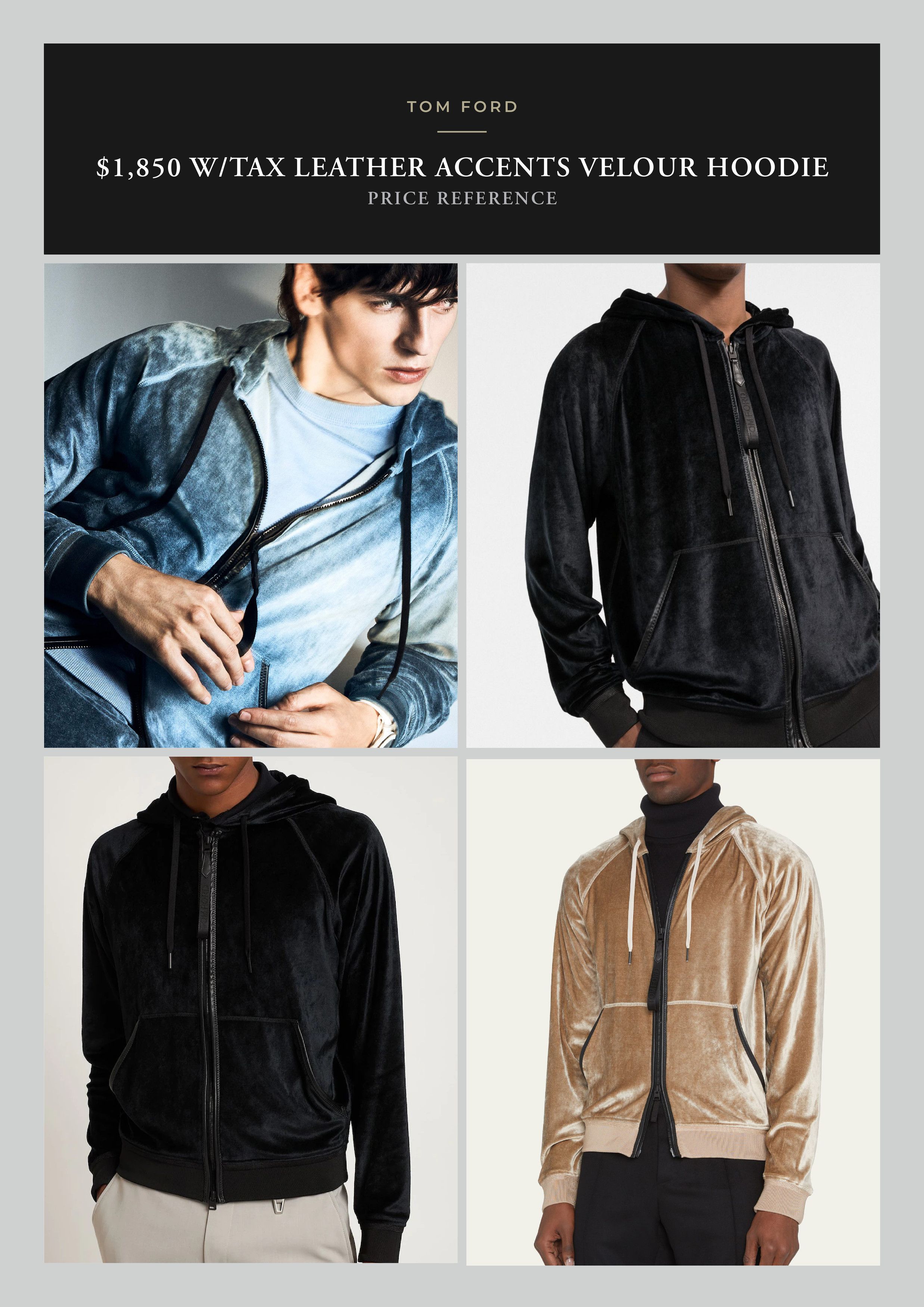 Tom Ford Best Dressed $1,850 w/Tax Leather Accents Double Zip Hoodie Size US M / EU 48-50 / 2 - 10 Thumbnail