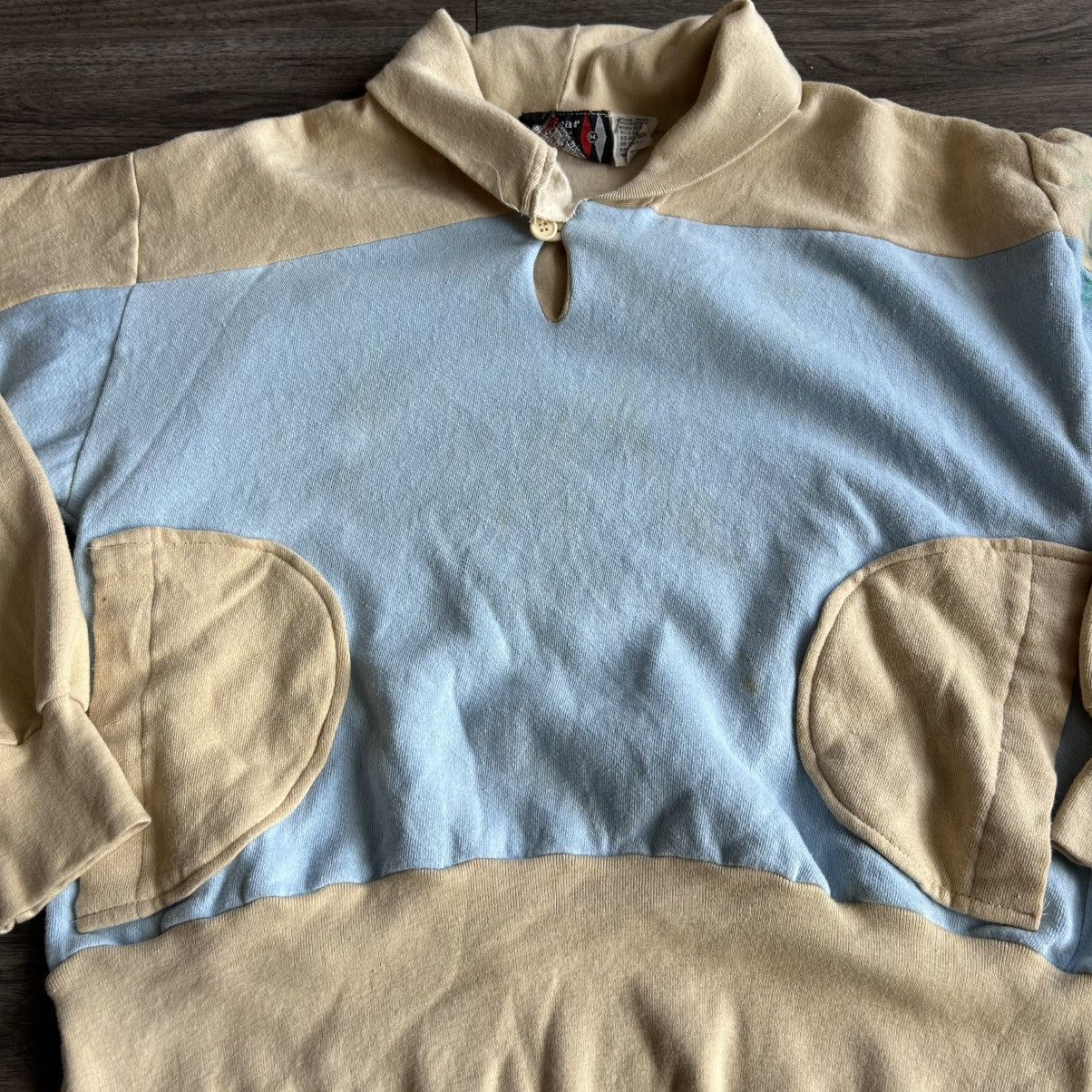 Other 70s Vintage Two-Tone Cream Light Blue Dunmar Collared Sweat Size US M / EU 48-50 / 2 - 2 Thumbnail
