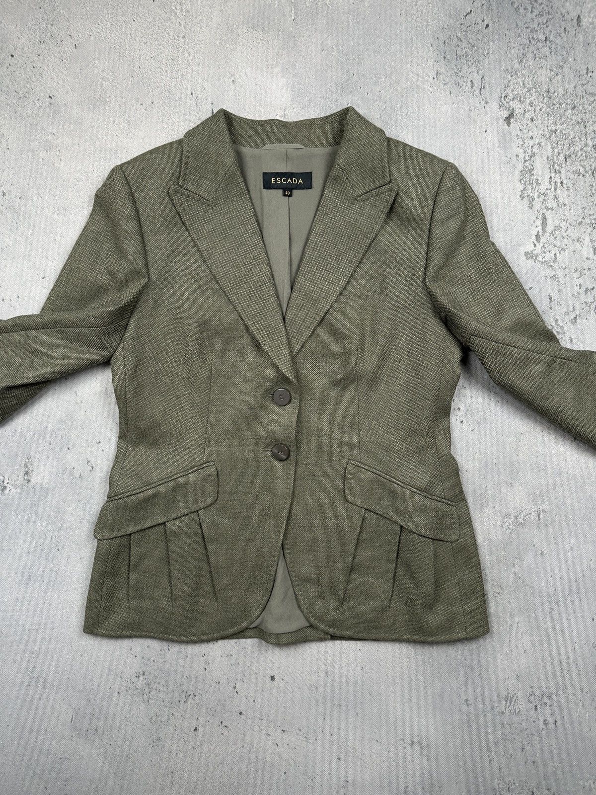 Escada Vintage Escada Virgin Wool Cashmere Silk Blazer Sable Gray Size M / US 6-8 / IT 42-44 - 2 Thumbnail