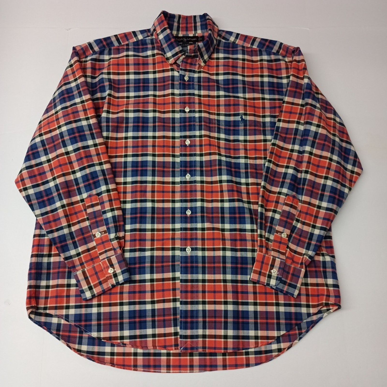 Ralph Lauren Ralph Lauren Men's Big Shirt Size L Blue Orange Plaid Cotton Size US L / EU 52-54 / 3 - 1 Thumbnail