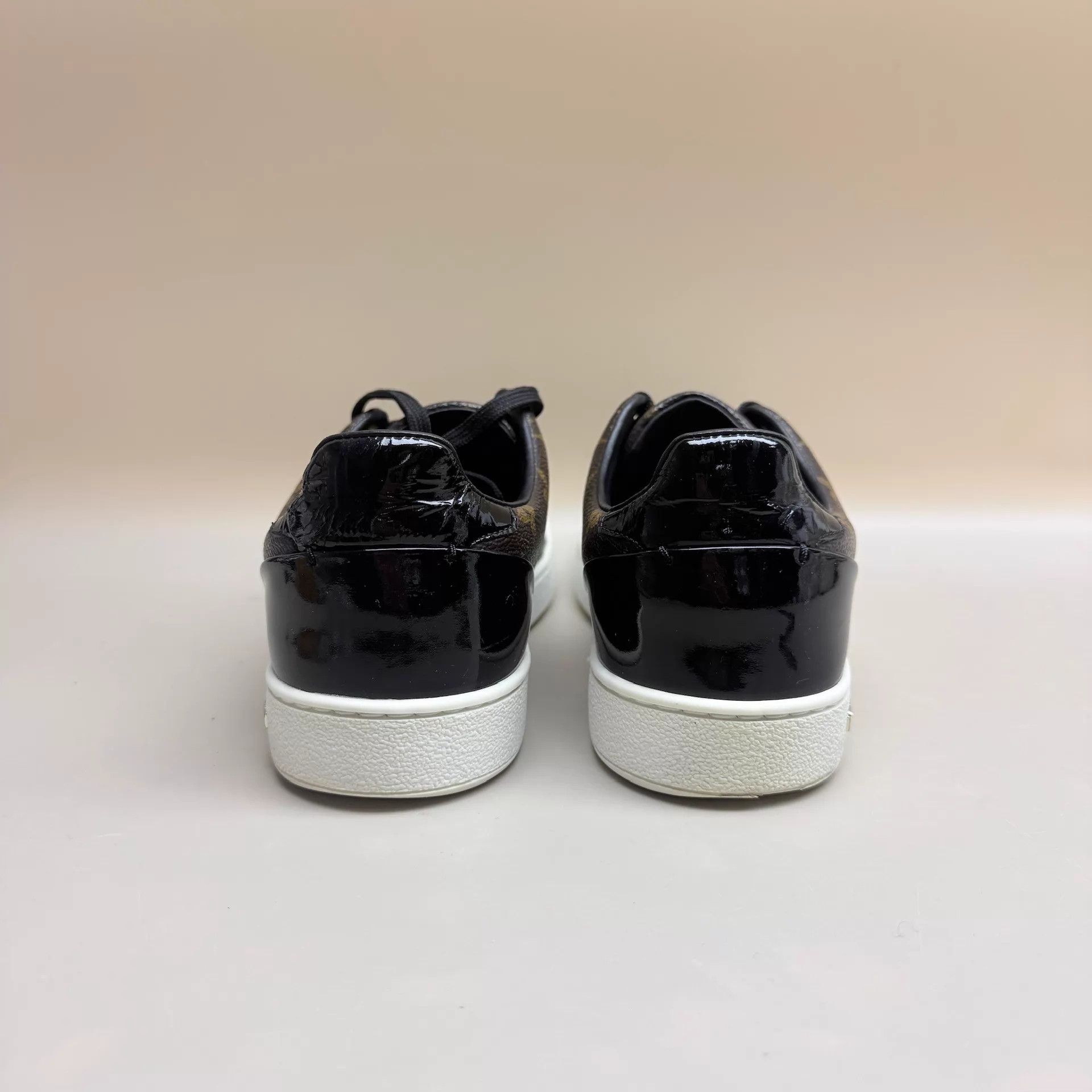 Louis Vuitton LV Monogram Black Brown Laced Sneaker 37.5 95 New Size US 7 / IT 37 - 3 Thumbnail