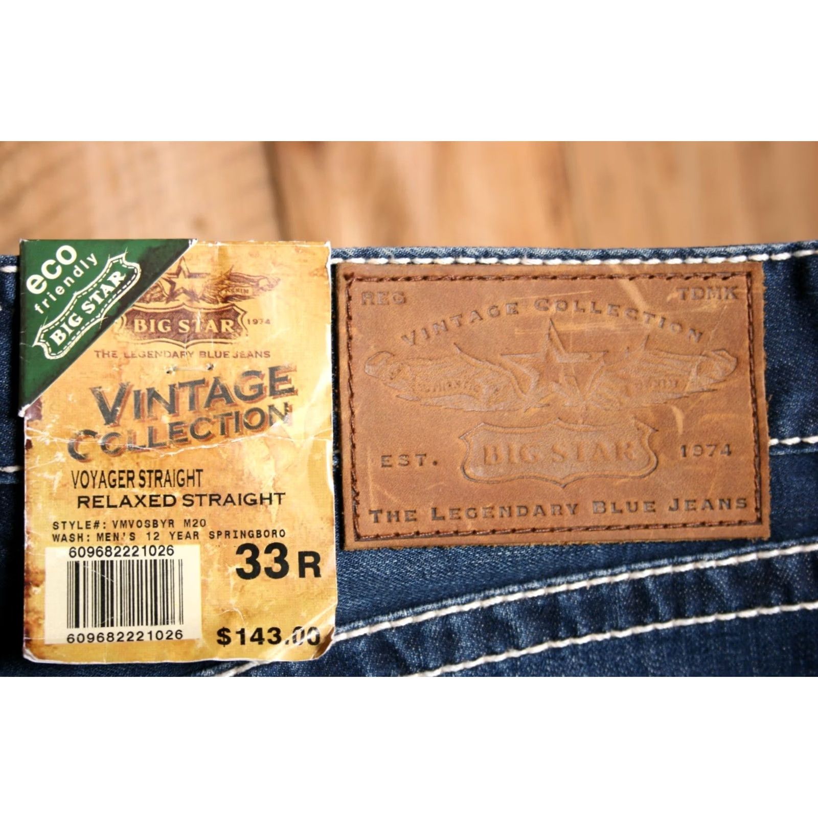 Denime BIG STAR Voyager Jeans Straight Denim Men 33 Regular 30 Blue Re-Hemmed 35x30 Slim Boyfriend Relaxed Vintage None Size US 35 - 7 Thumbnail