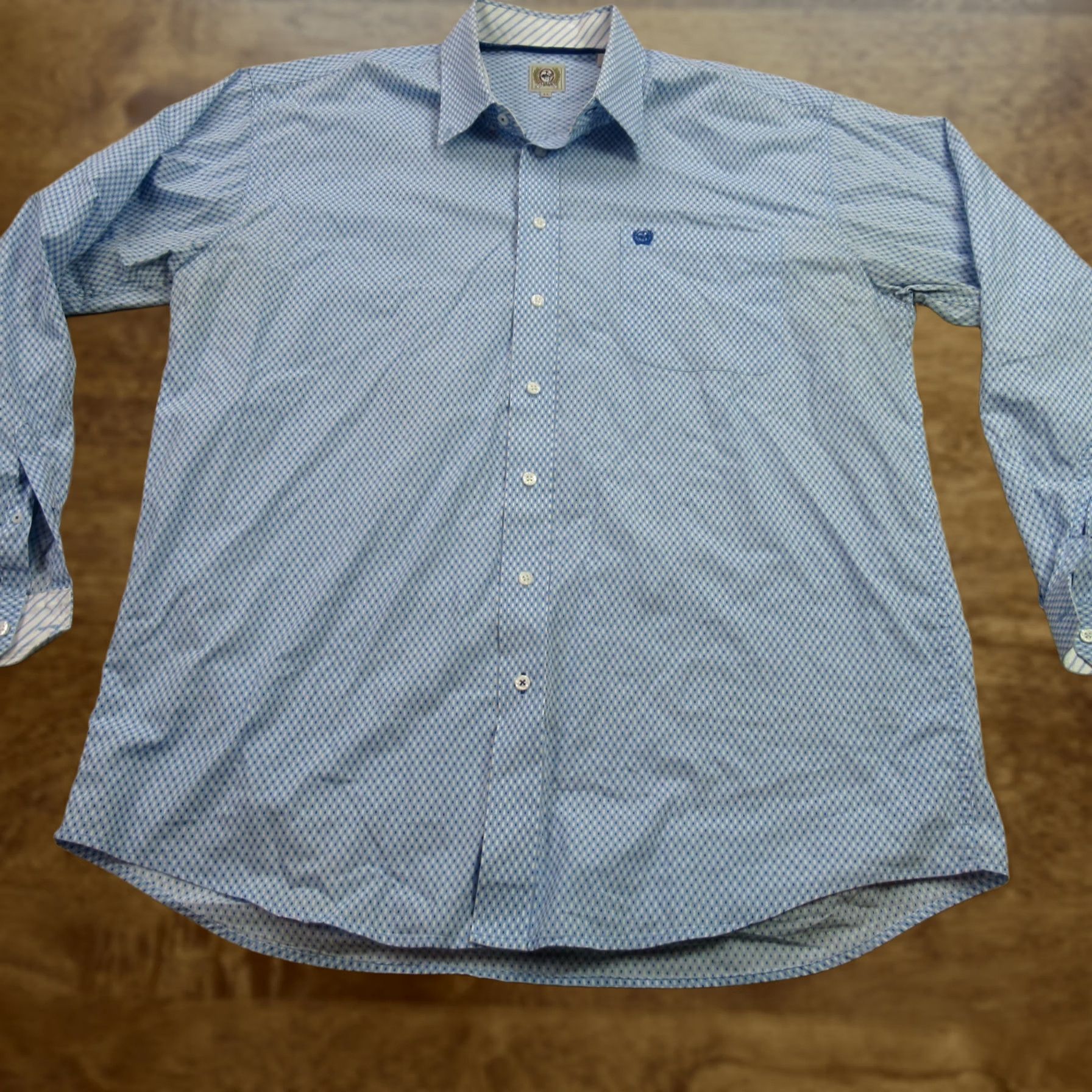 Vintage Cinch Shirt XL Blue Long Sleeve Button Front Casual Lightweight Mens Size US XL / EU 56 / 4 - 1 Thumbnail