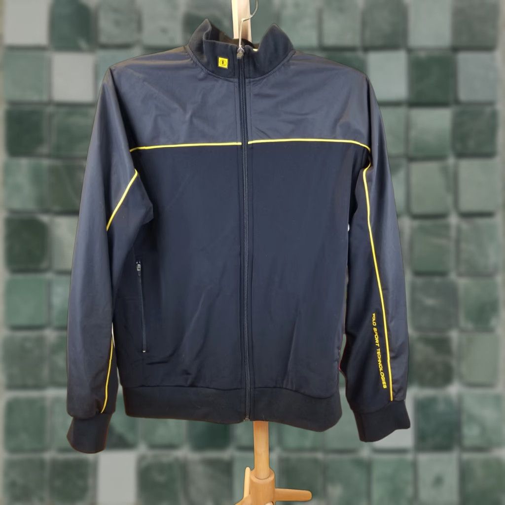 Ralph Lauren VINTAGE Polo Sport TRACK JACKET Ralph Lauren Men Black SZ Large Jacket Hooded Zip Cross Chest 23in Neck to Cuff 31in Top to Bottom 26in Size US L / EU 52-54 / 3 - 1 Thumbnail