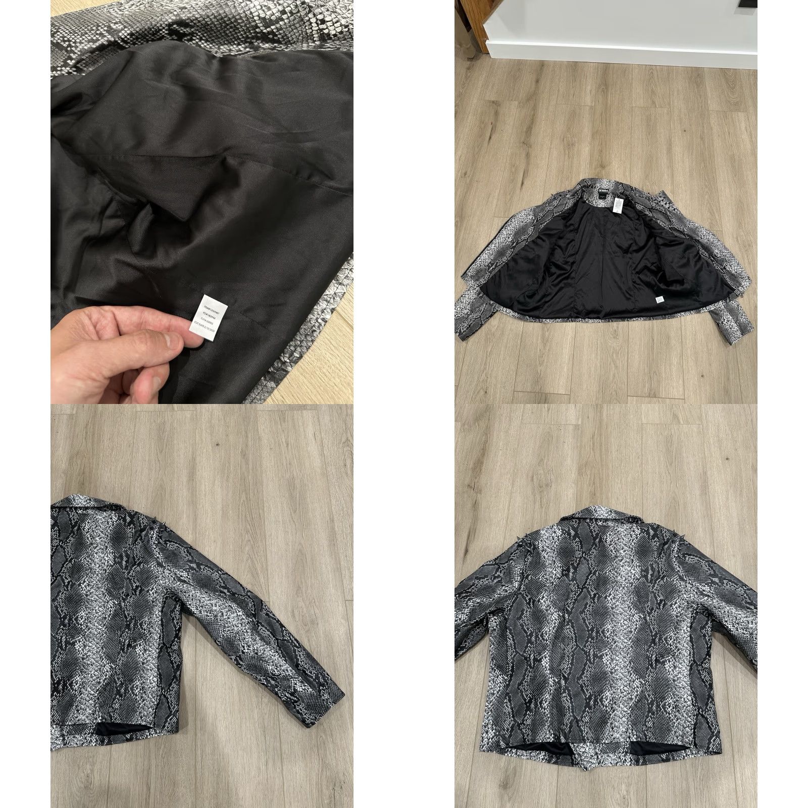 Torrid VINTAGE Wonder Woman 1984 Jacket Women 2XL Gray Slitherskin Studded Faux Leather Torrid Motorcycle Jacket Women Size XXL / US 16-18 / IT 52-54 - 8 Thumbnail