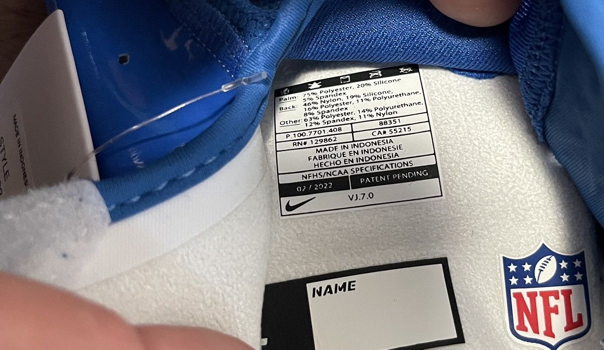 Nike Nike Vapor Jet 7.0 Receiver Football Gloves Blue NFL DX4522 Size ONE SIZE - 3 Thumbnail