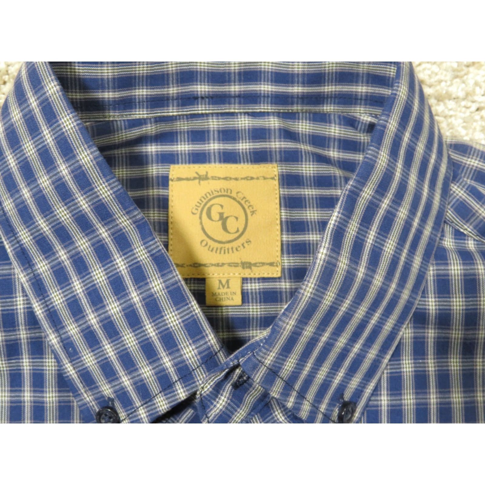 Vintage Gunnison Creek Outfitters Shirt Button-Up Long Sleeve Blue Mens M Tailored Casual Workplace Western Plaid Embroidered Pocket Size US M / EU 48-50 / 2 - 5 Thumbnail