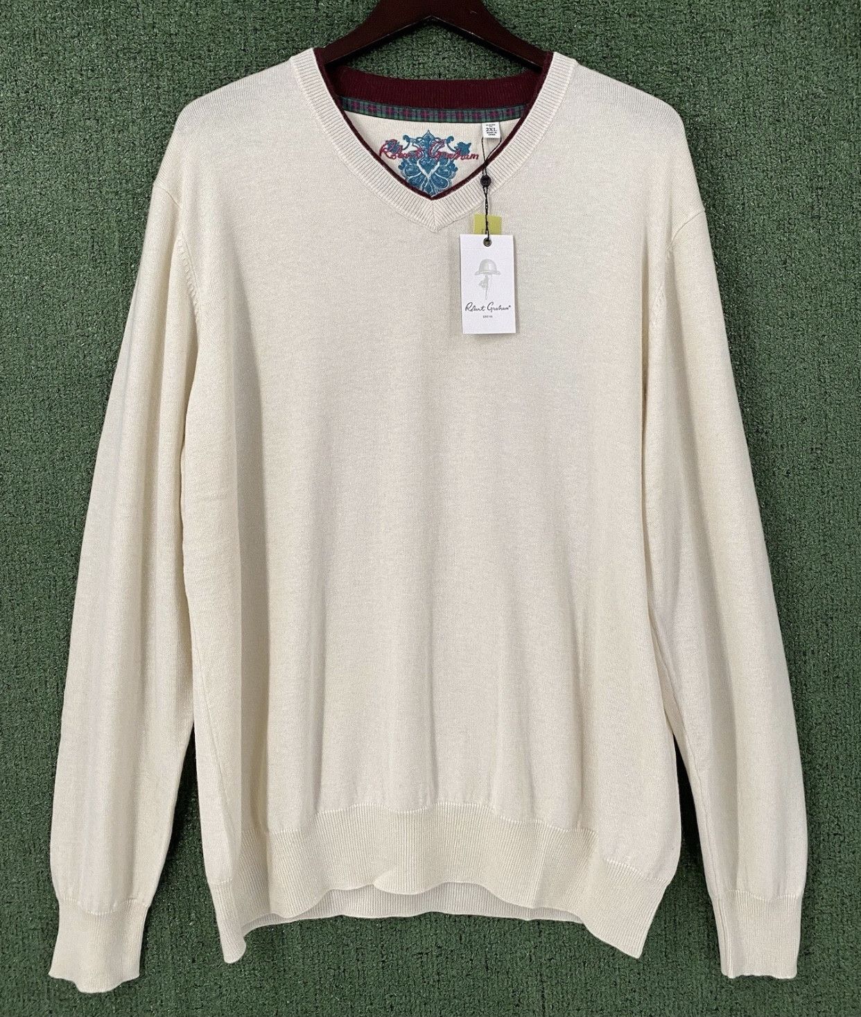 Robert Graham NEW Robert Graham Nolan Ivory Wool Cashmere Sweater 2XL Size US XXL / EU 58 / 5 - 1 Thumbnail