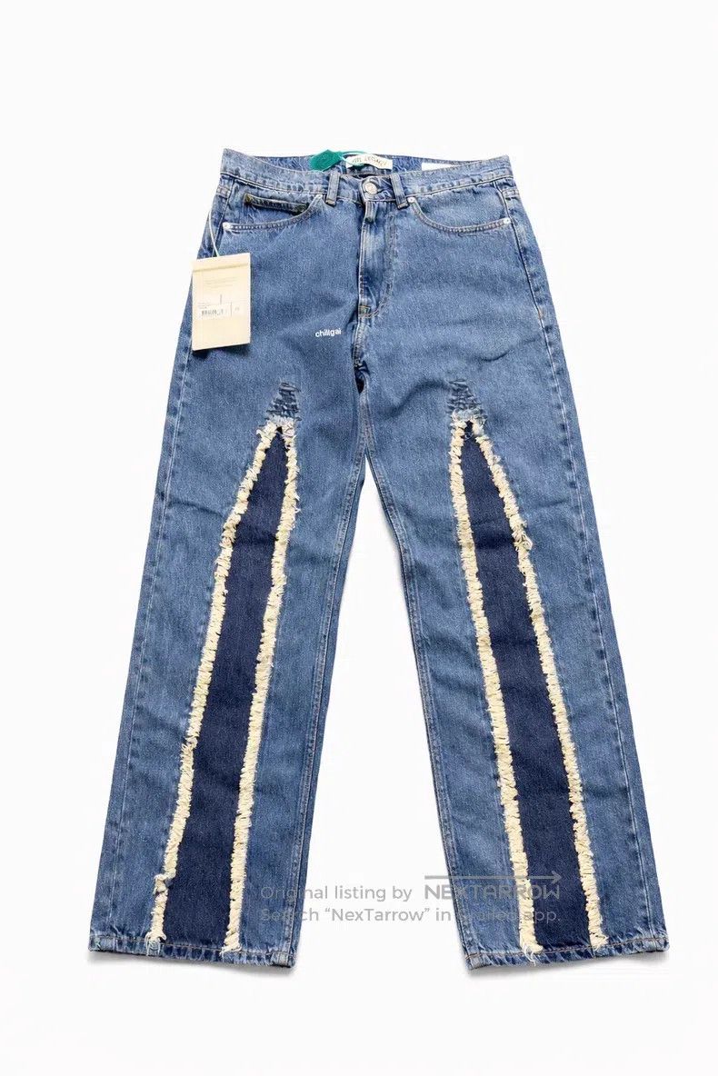 Our Legacy Our Legacy Washed Blue Destroyed Lace Straight Jeans Size US 31 - 1 Thumbnail