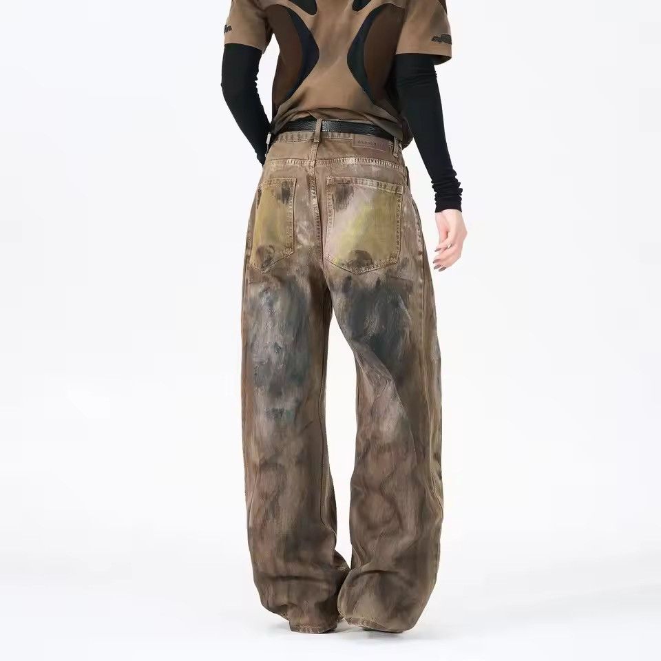 Jean xtl Balenciaga rickowens style flared baggy stain jeans Size US 29 - 7 Thumbnail