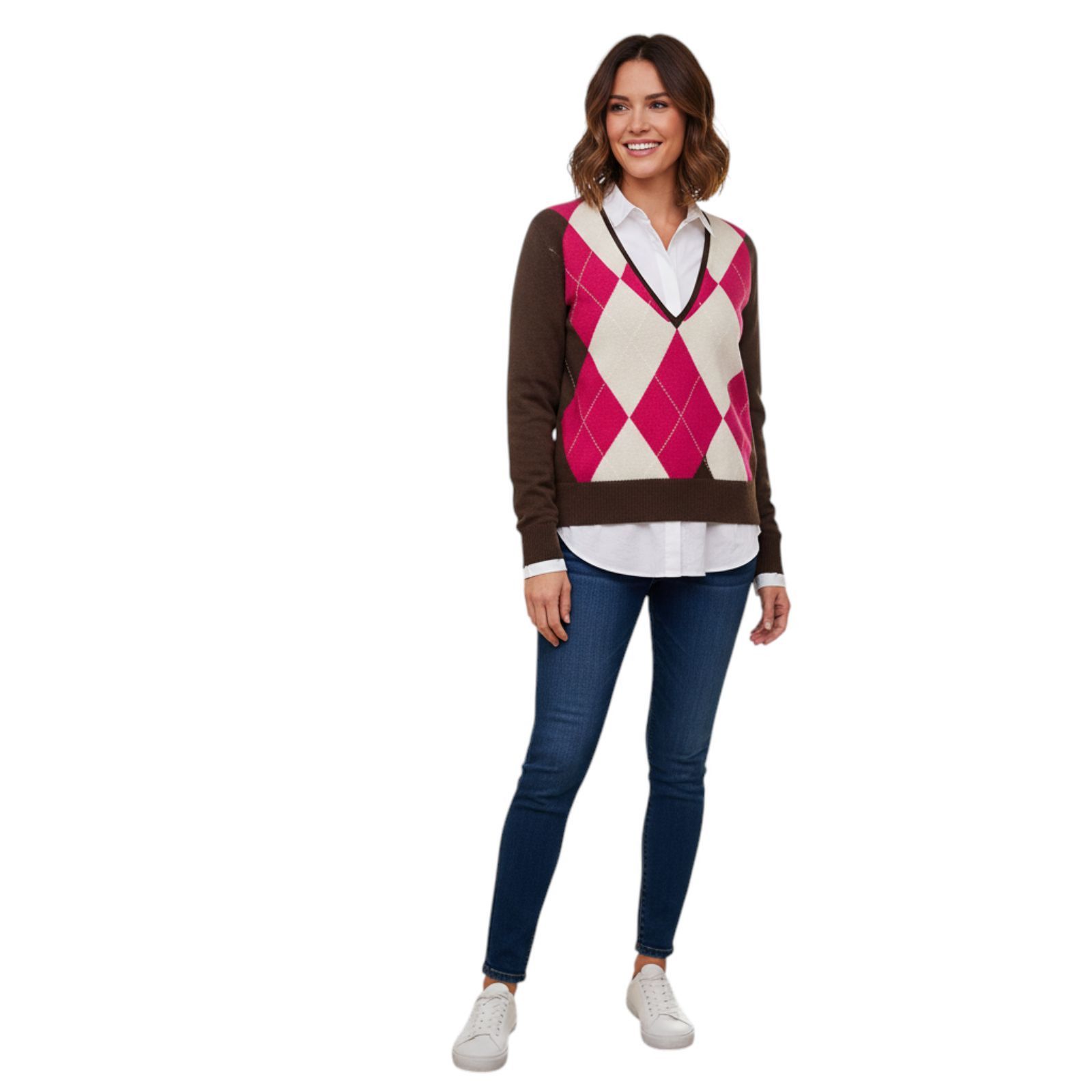 J.Crew J.Crew Argyle Wool Blend Sweater Size L / US 10 / IT 46 - 1 Thumbnail
