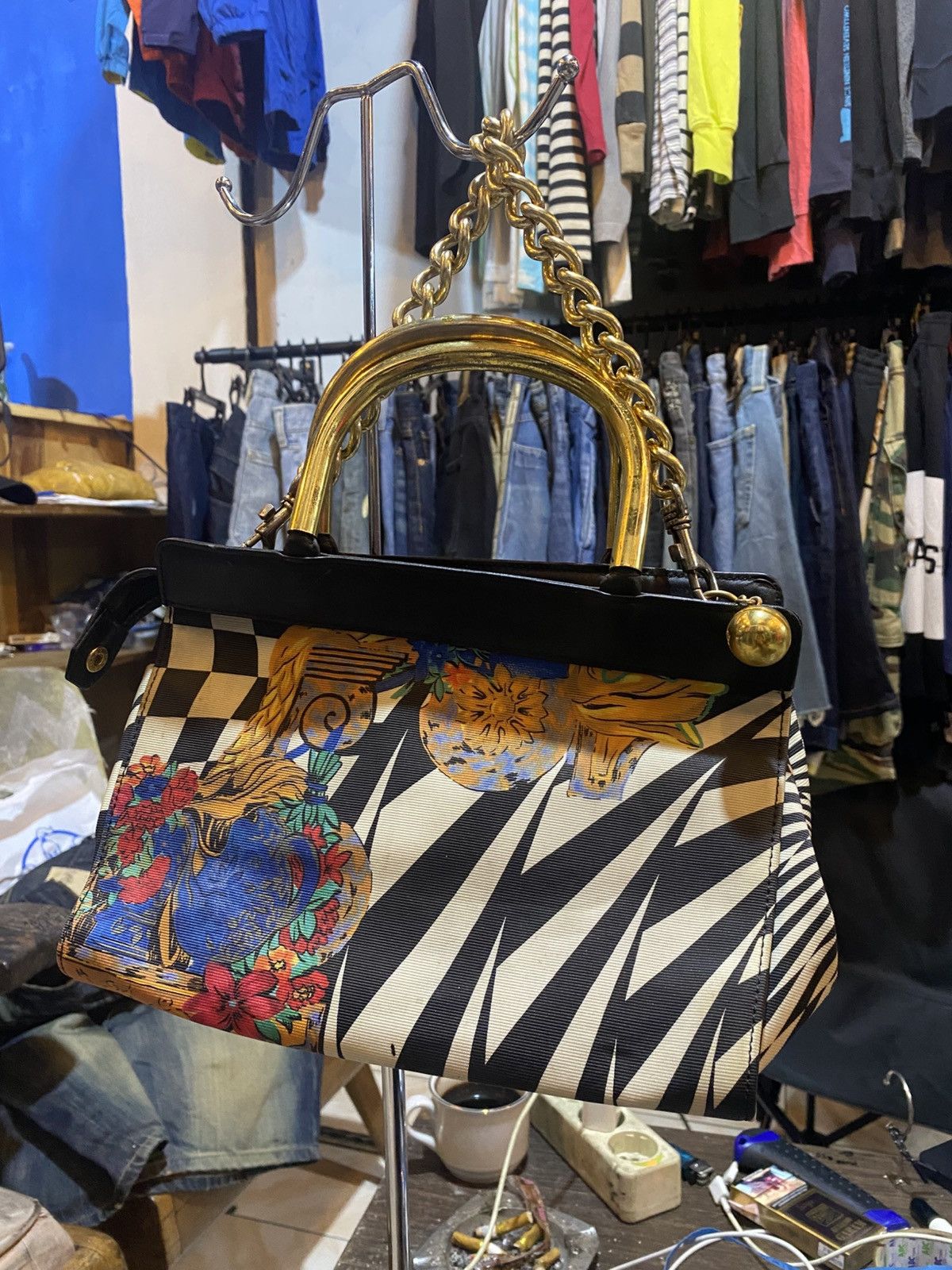 Versace Vintage gianni versace handbag print geometric chess Size ONE SIZE - 2 Thumbnail