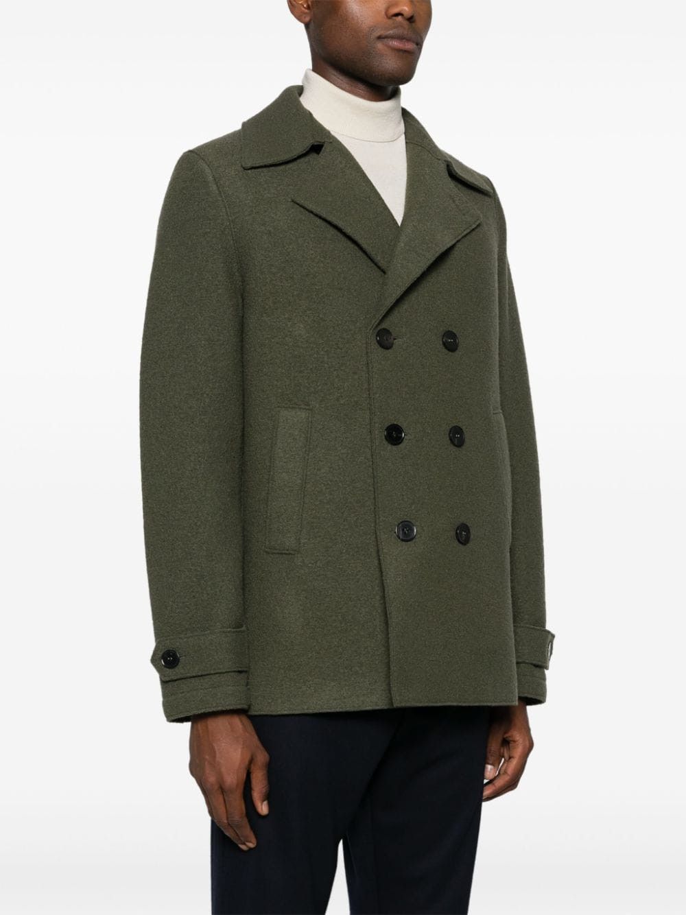 Harris Wharf London o1s22i1n1024 Double-Breasted Wool Coat in Green Size US L / EU 52-54 / 3 - 3 Thumbnail