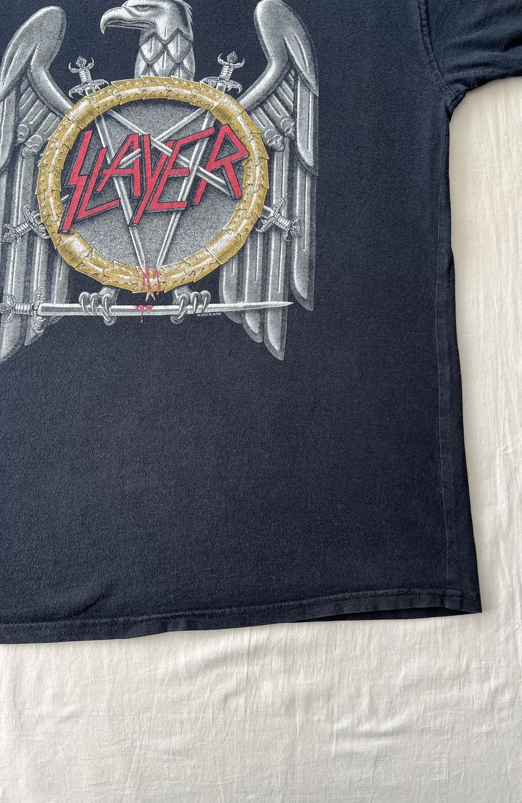 Band Tees Vintage 2003 Slayer Eagle Metal Band Black T-shirt Size US L / EU 52-54 / 3 - 9 Thumbnail