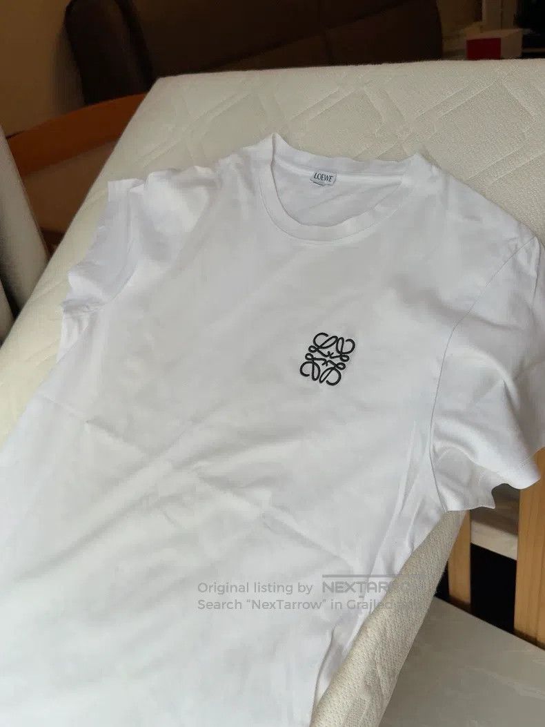 Loewe Loewe White short-sleeved T-shirt with classic embroidered Size M / US 6-8 / IT 42-44 - 1 Thumbnail