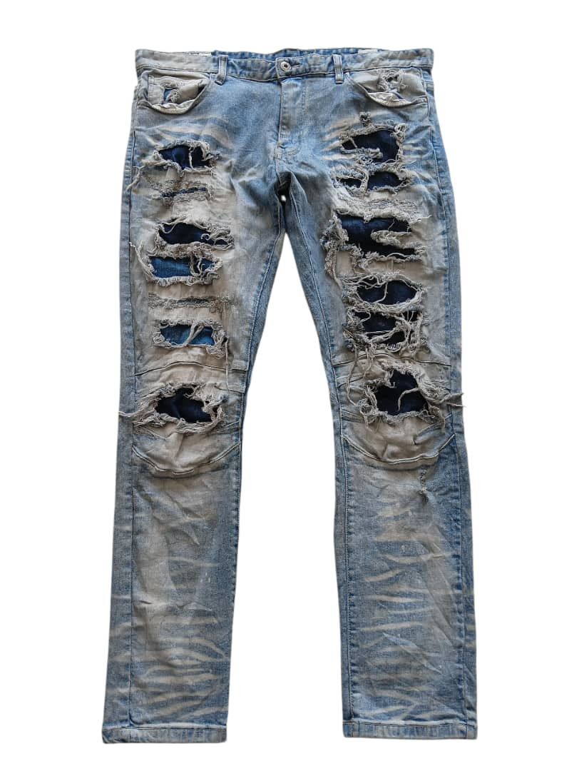 Japanese Brand 🔥Japanese Brand Smoke Rise Distressed patchwork Pants Size US 38 / EU 54 - 1 Thumbnail