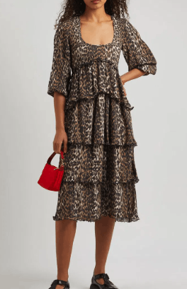 Ganni Ganni Tiered leopard-print georgette midi dress Dress Size XXS / US 00 / IT 34 - 1 Thumbnail