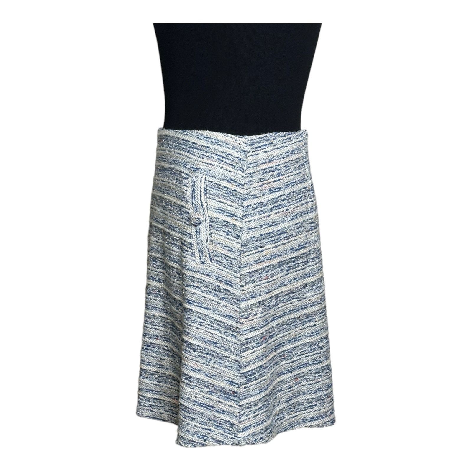 Loft Loft blue tweed lined A line mini pull on skirt size XS Size 27" / US 4 / IT 40 - 4 Thumbnail