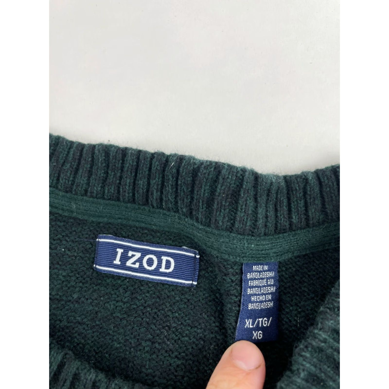 Izod IZOD Sweater Men XL Navy Green Gray Color Blocks Crew Neck Ribbed Edges, Pullover, Regular, Blue, Size XL, Men, Clothing, Modern, Breathable Size US XL / EU 56 / 4 - 6 Thumbnail