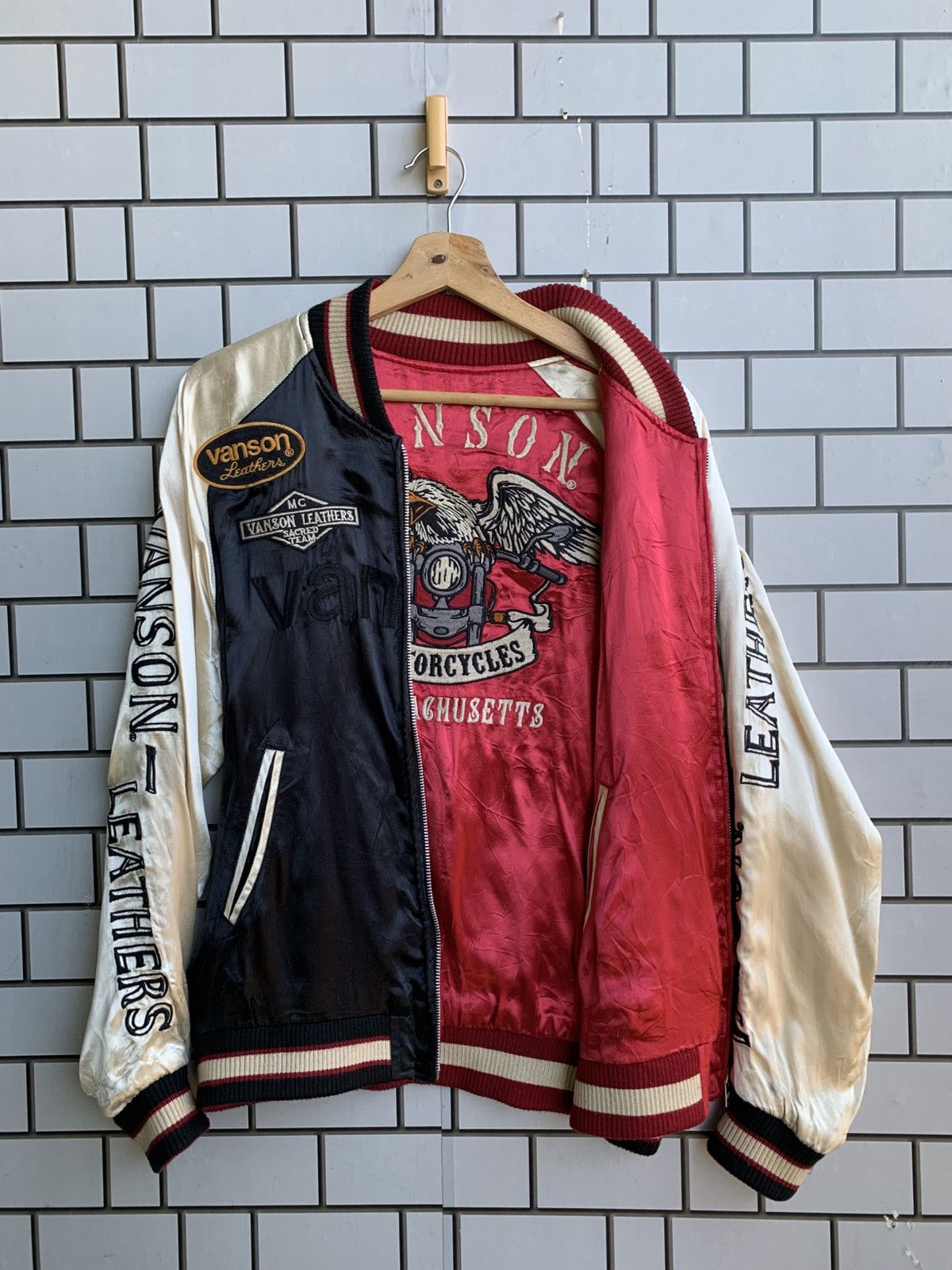 Japanese Brand Vintage Sukajan Vanson Leathers Reversible Jacket Size US M / EU 48-50 / 2 - 2 Thumbnail