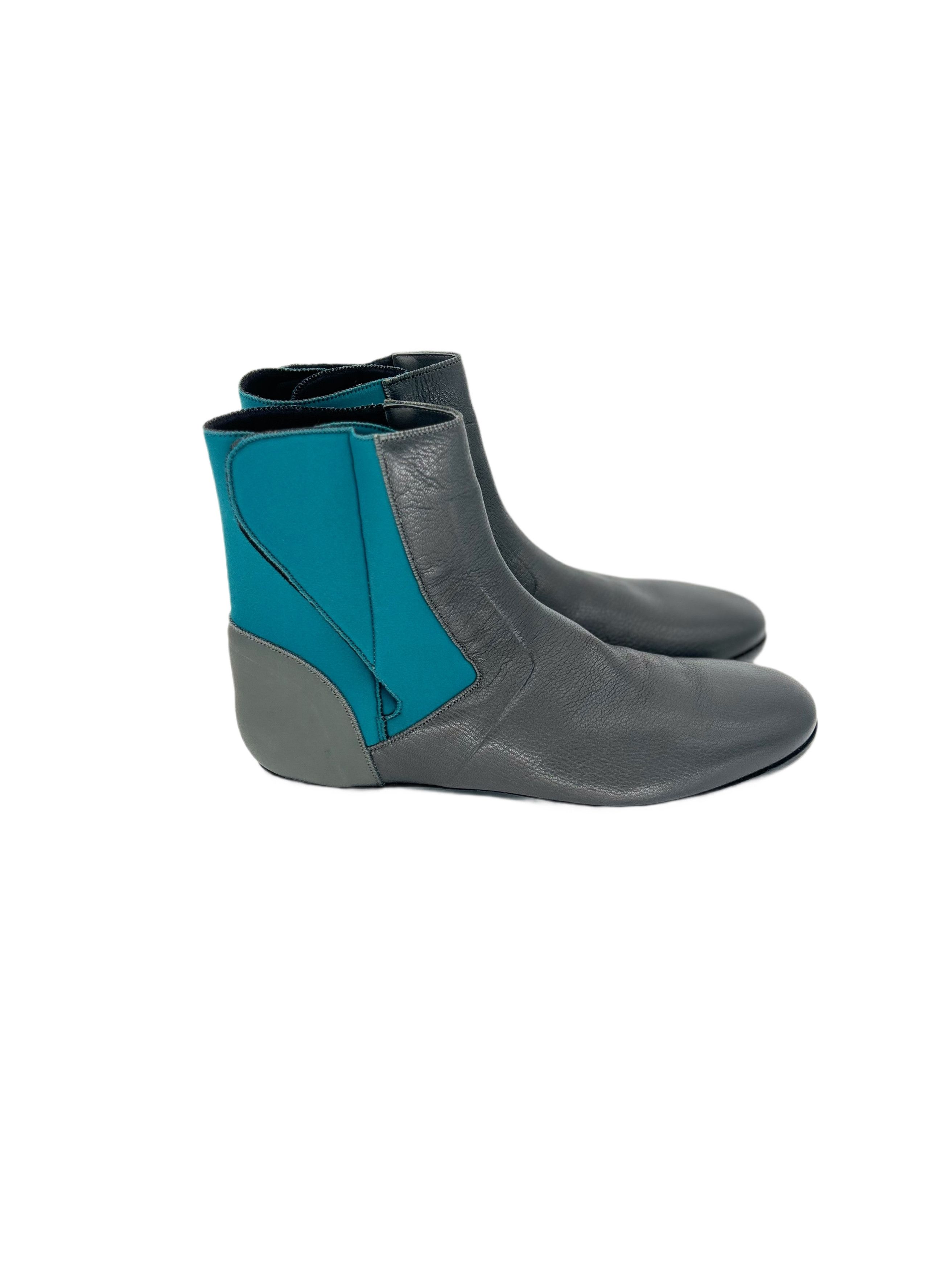 Lanvin Lanvin Grey Leather Boots with Turquoise Neoprene Size US 12 / EU 45 - 2 Thumbnail