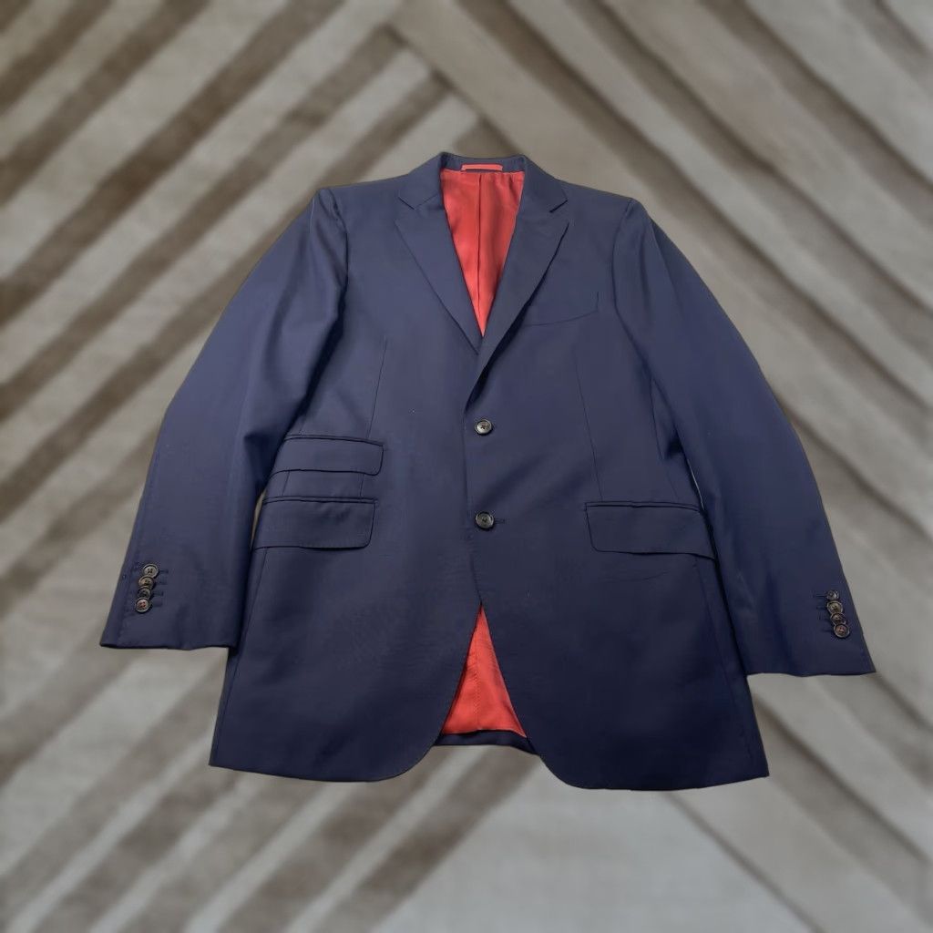 Suitsupply Suitsupply Blazer Suit Jacket Mens 40L Wool Navy Blue Vitale Sienna Double-Vented Regular Fit Four-Button Two-Button Front Size 40R - 1 Thumbnail