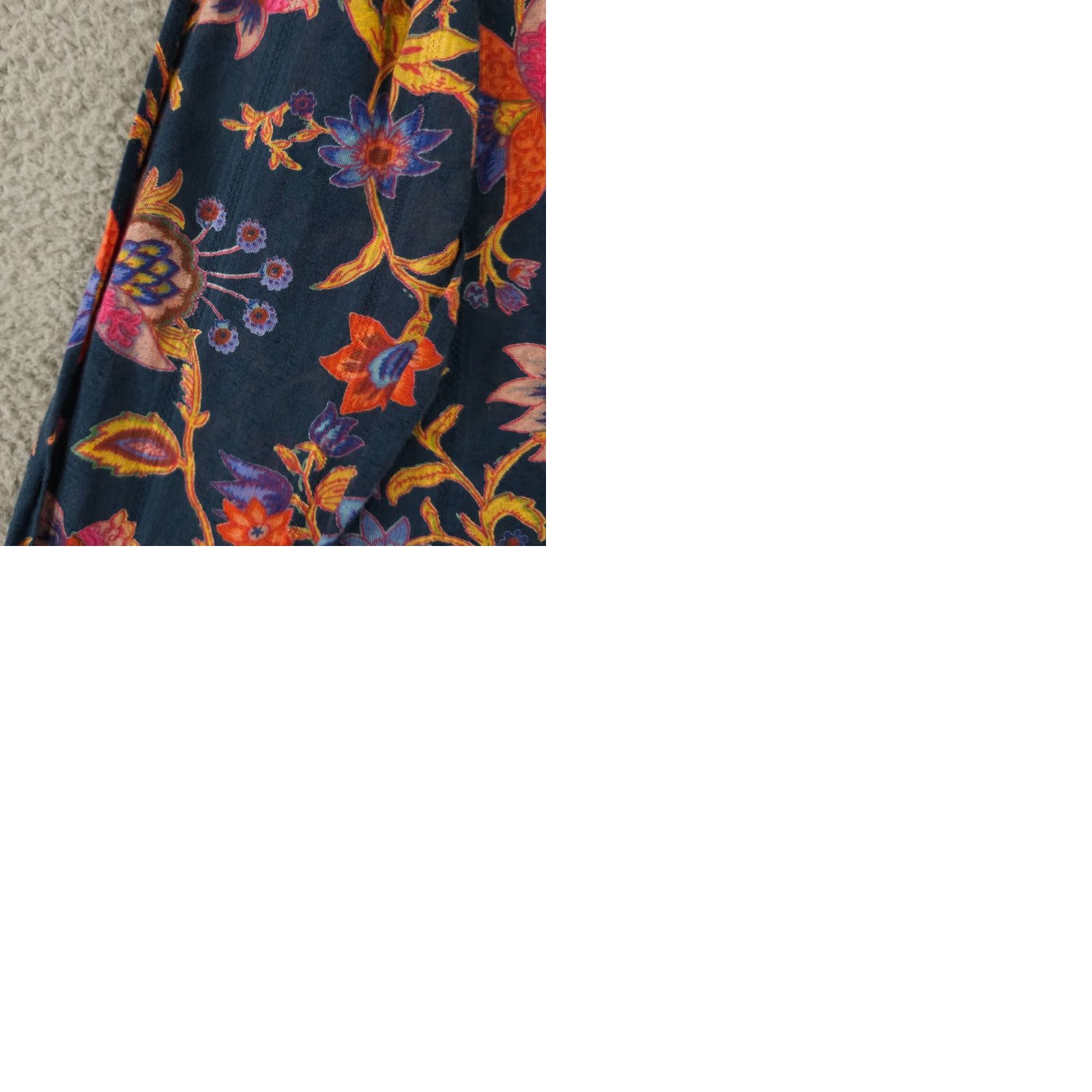 Vintage Natura Shirt Womens Medium Blue Orange Floral Button-Up Semi Sheer Textured Top Size M / US 6-8 / IT 42-44 - 9 Thumbnail