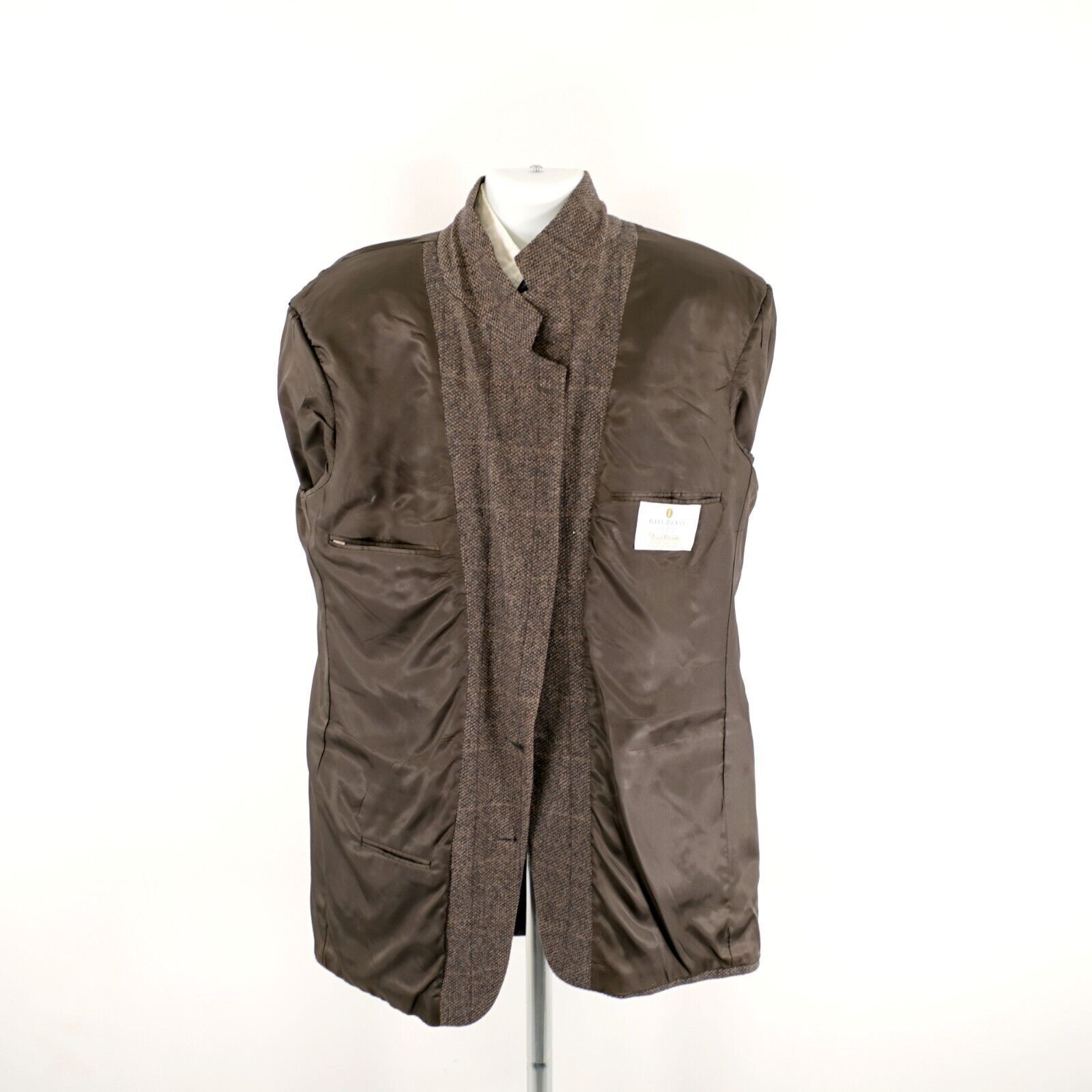 Bill Blass Bill Blass Tweed Wool Brown Black Birdseye Windowpane 2 Butt Size 44L - 11 Thumbnail