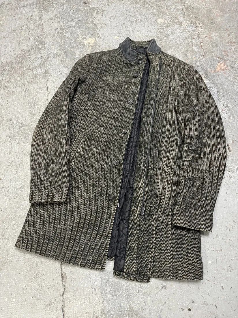 Emporio Armani × Vintage AW2009 Emporio Armani Raw Wool Grey Long Coat Size US M / EU 48-50 / 2 - 8 Thumbnail