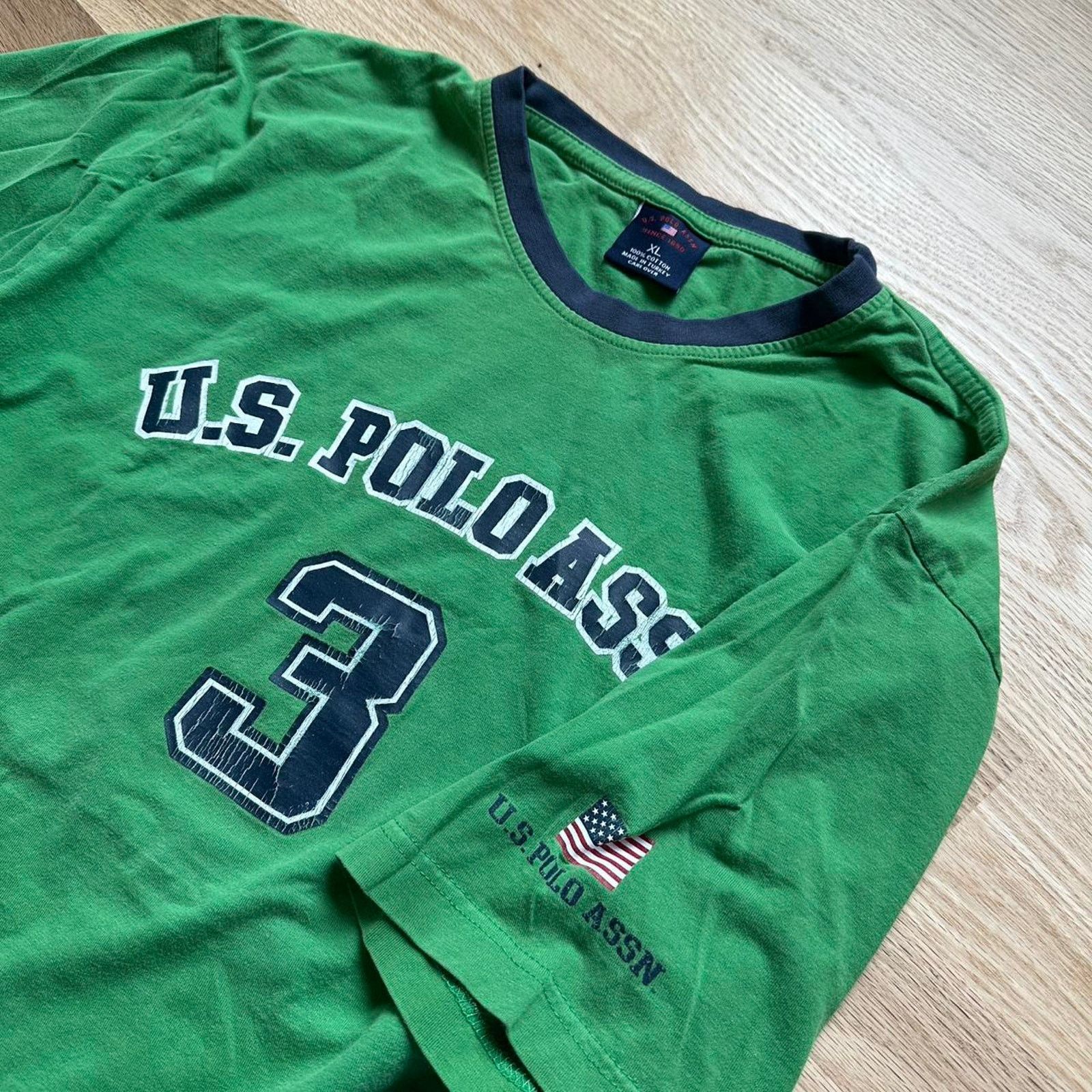 U.S. Polo Assn. vintage 90s y2k varsity green us polo assn ringer shirt Size US XL / EU 56 / 4 - 6 Thumbnail