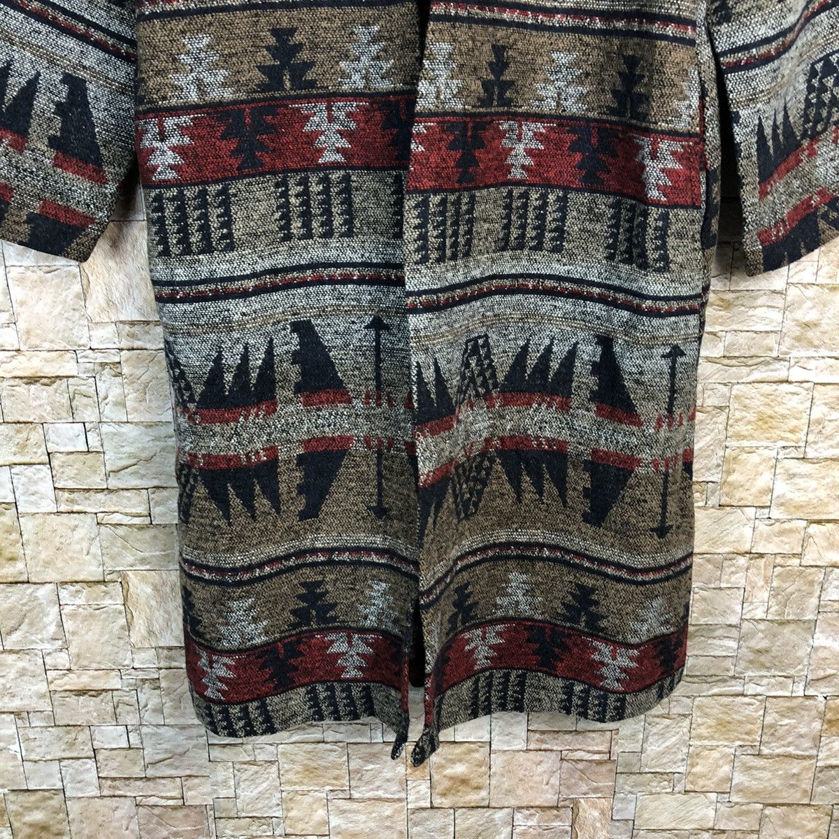 Homespun Knitwear GRL Brown Cardigan navajo art Knitwear #A264 Size US M / EU 48-50 / 2 - 6 Thumbnail