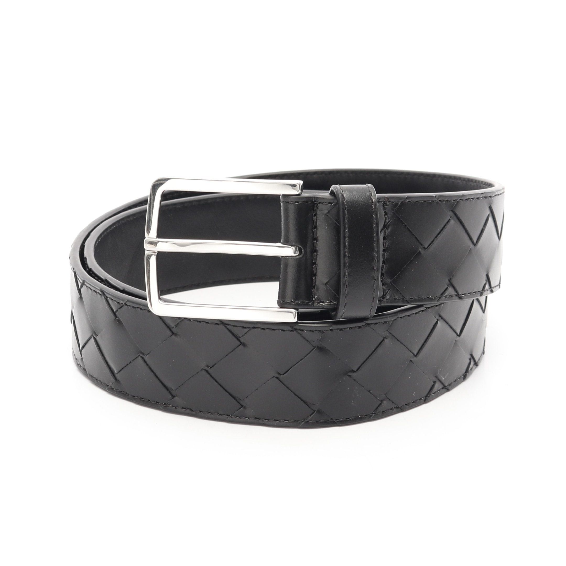 Bottega Veneta Bottega Veneta Intrecciato Belt Leather Black Size ONE SIZE - 1 Thumbnail