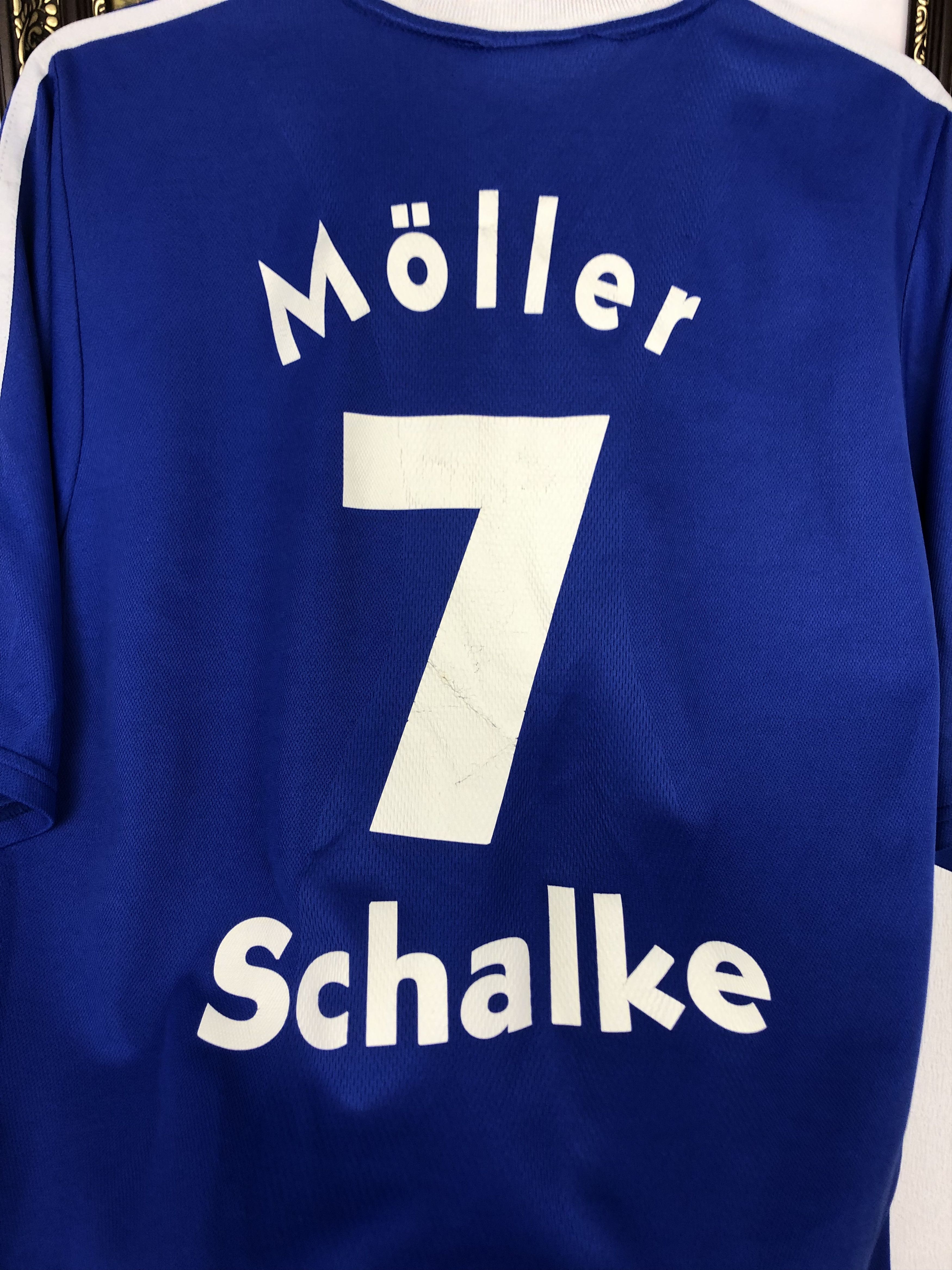 Adidas FC Schalke 04 football shirt 2000 #7 Moller Adidas Tee Size US XL / EU 56 / 4 - 2 Thumbnail