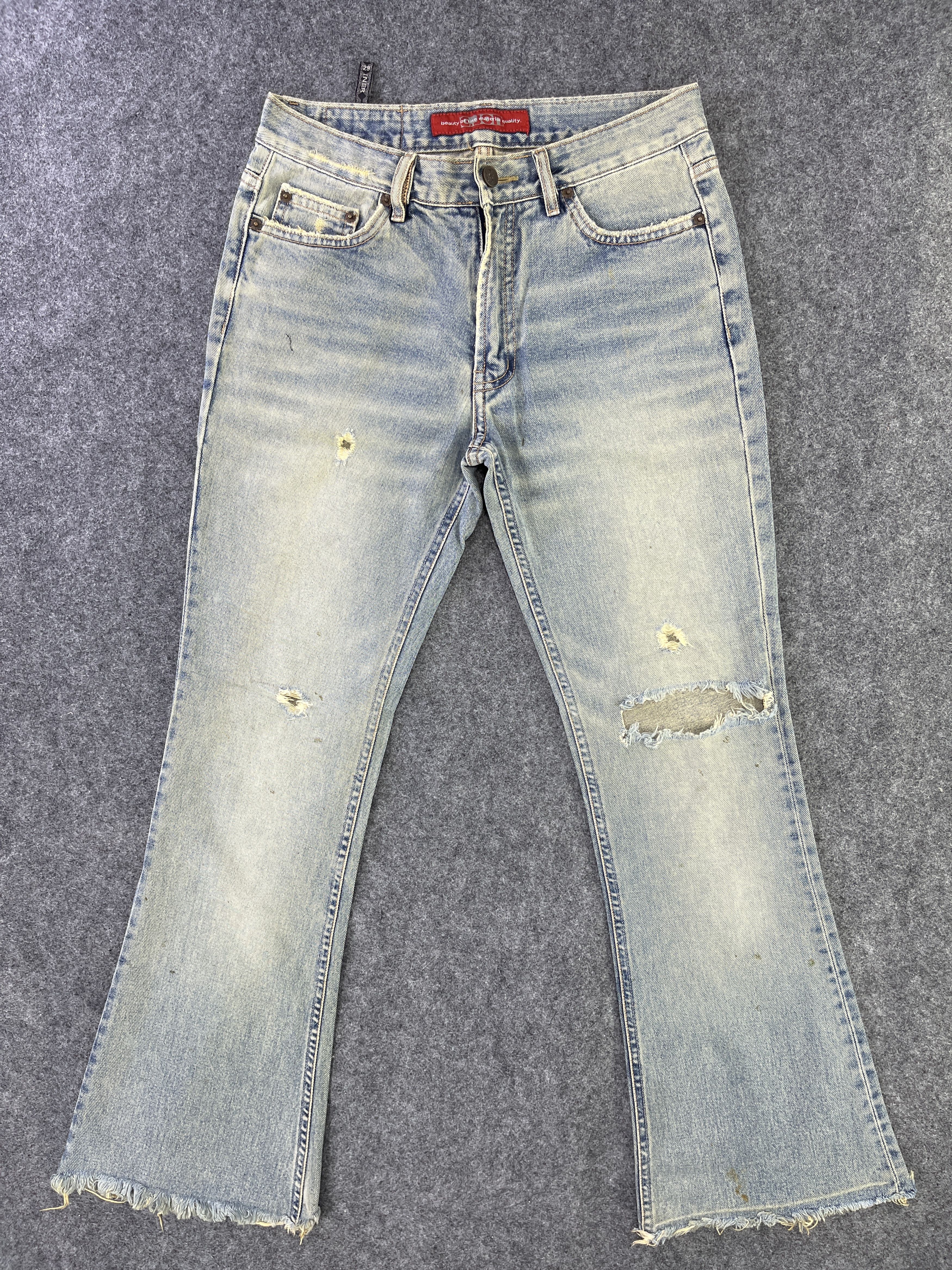 Japanese Brand G Jon Distressed Jeans Flare Denim - J945 Size 29" - 1 Thumbnail