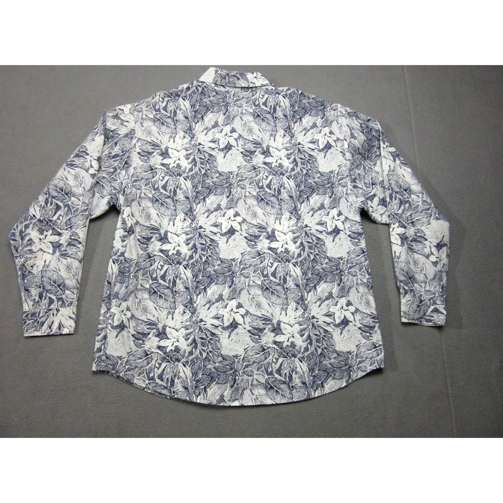 Vintage Shirtcraft Shirt Womens Large Blue Floral Hawaiian Long Sleeve Button-Up Casual Vintage USA Charcoal? Size L / US 10 / IT 46 - 5 Thumbnail