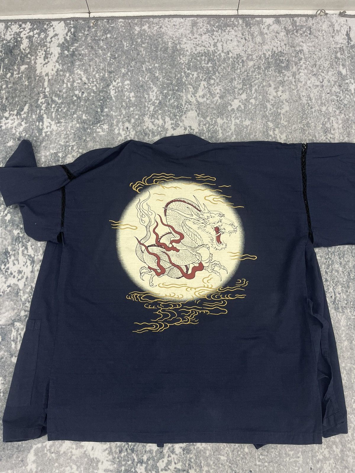 Japanese Brand Dragon Embroidered Vintage Kimono – Bold Back Logo Design Size US M / EU 48-50 / 2 - 1 Thumbnail