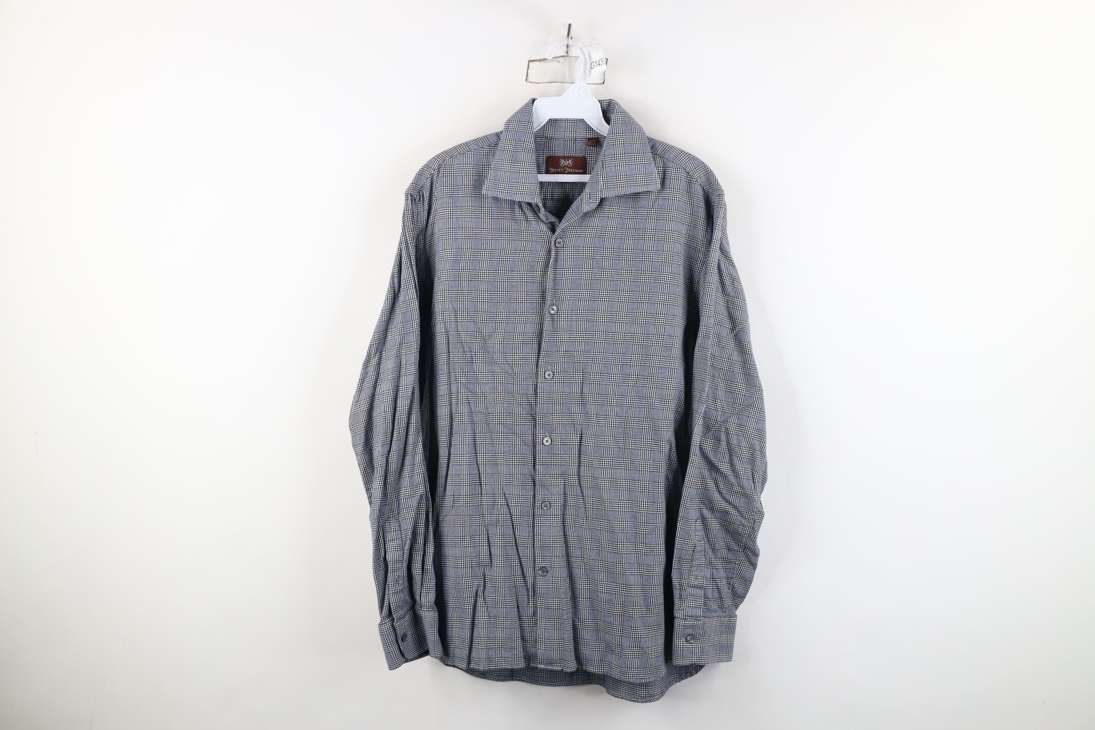 Hickey Freeman Vintage 90s Hickey Freeman Houndstooth Flannel Button Shirt Size US M / EU 48-50 / 2 - 1 Thumbnail