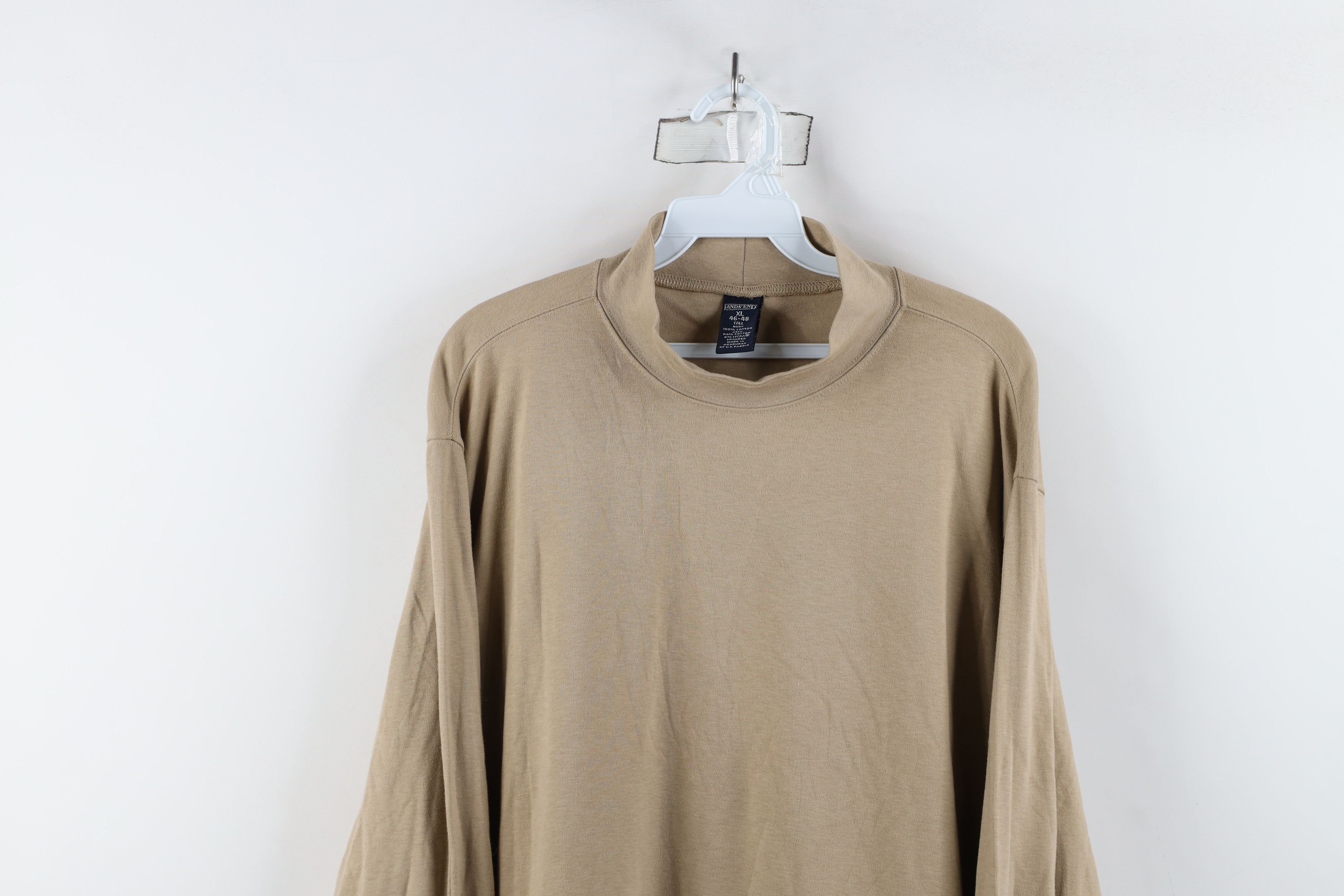 Lands' End × Vintage Vintage 90s Lands End Long Sleeve Mock Neck T-Shirt Beige Size US XL / EU 56 / 4 - 2 Thumbnail