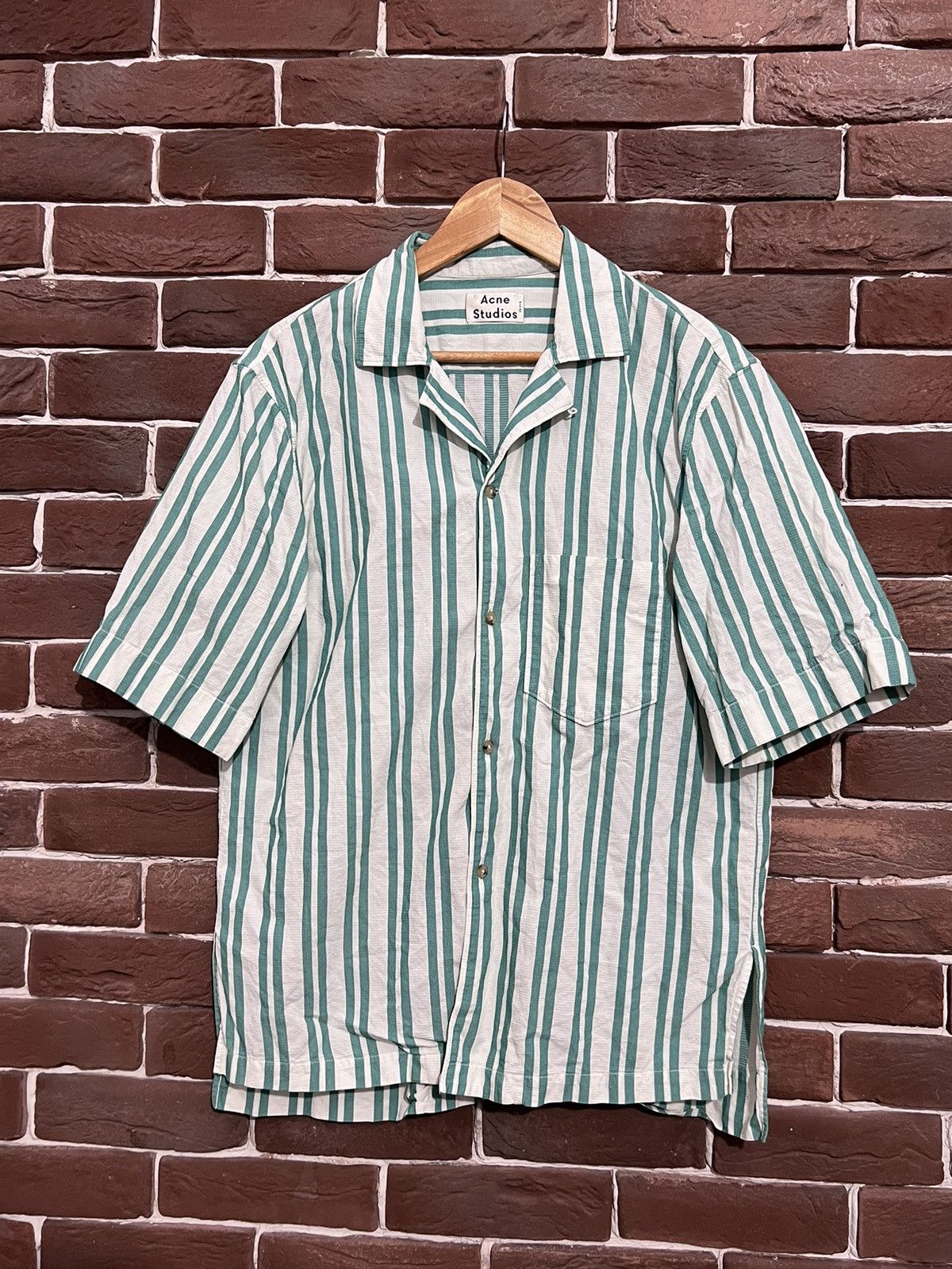 Acne Studios Acne Studios Stripped Bowling Button Shirt Hype Designer 50 Size US M / EU 48-50 / 2 - 1 Thumbnail