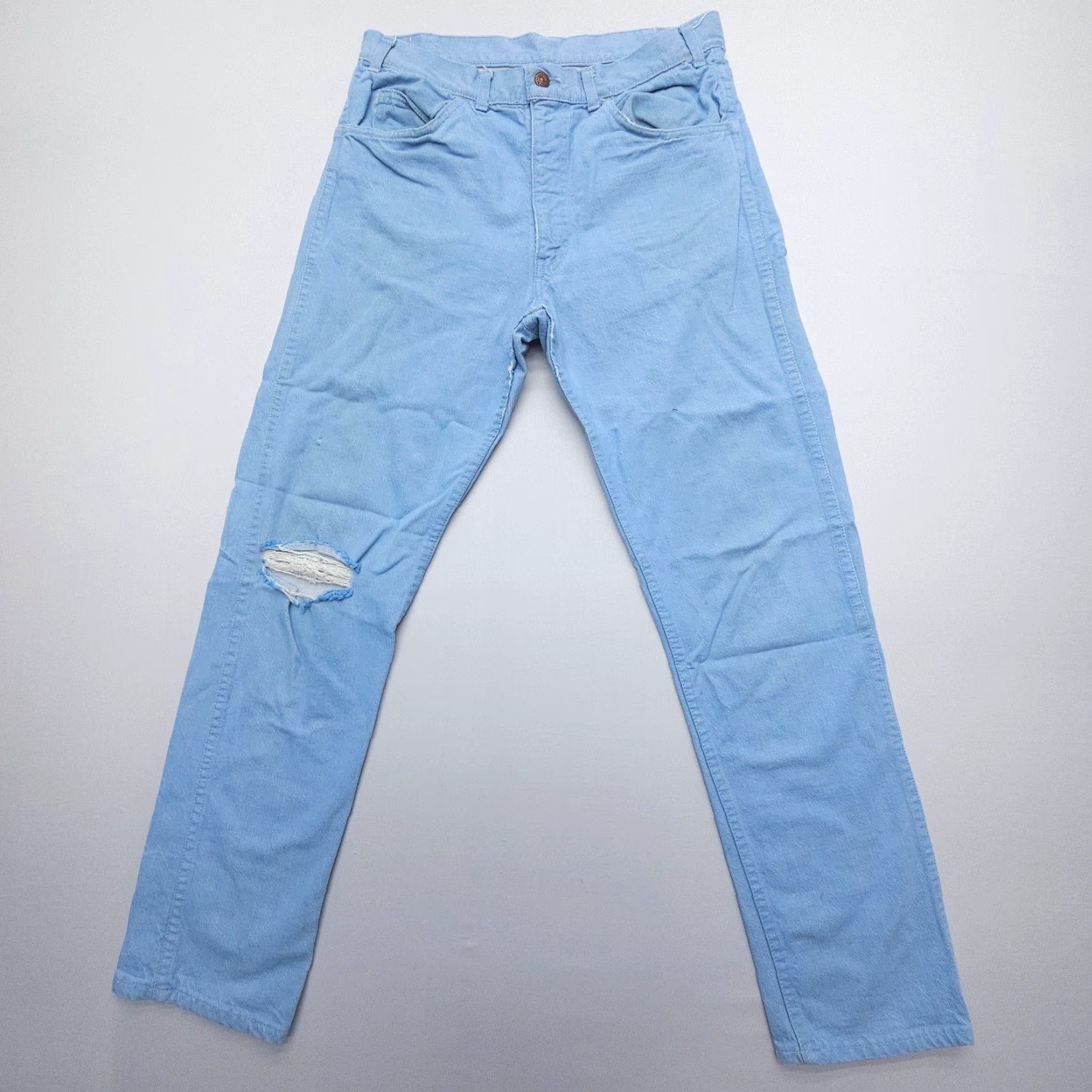 Levi's VINTAGE Levi's Jeans 32 x 30 Light Blue 70s 80s White Tab Straight Denim Mens Regular Blue Comfort Distressed Pockets 5-Pocket Design USA Size US 32 / EU 48 - 2 Thumbnail