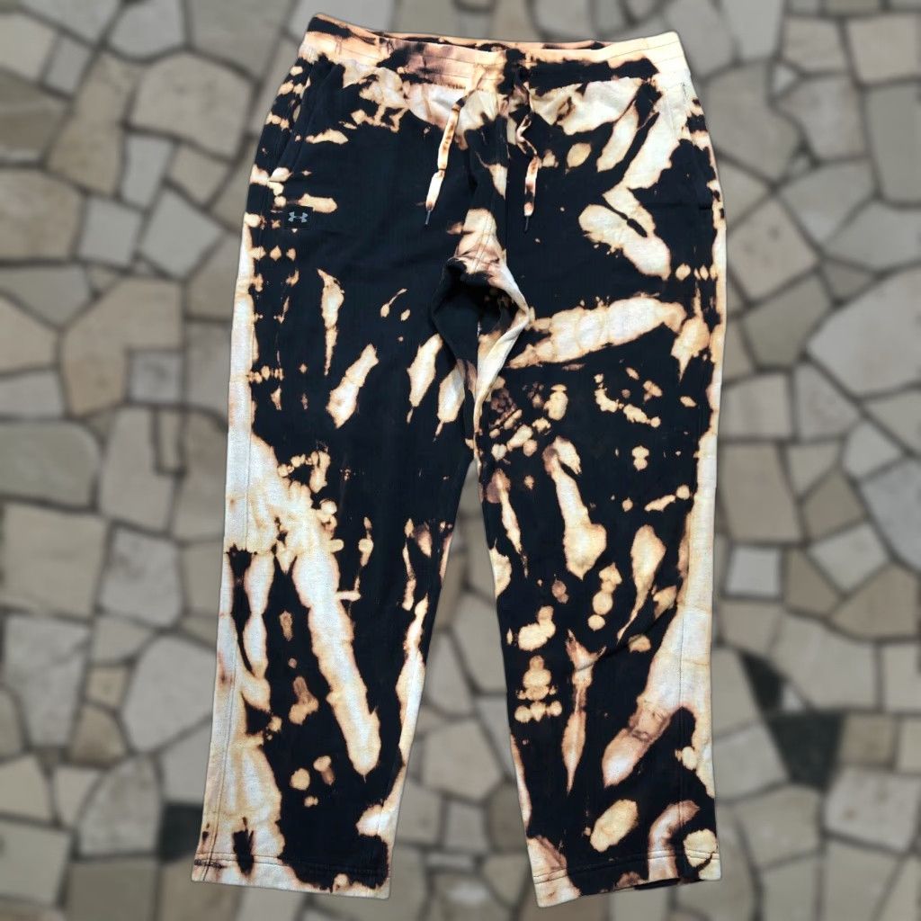 Under Armour Under Armour Sweatpants Black Tie Dye Acid Wash Mens 2XL Drawstring Relaxed Tapered Pants Athletic Athleisure Size US 39 - 1 Thumbnail