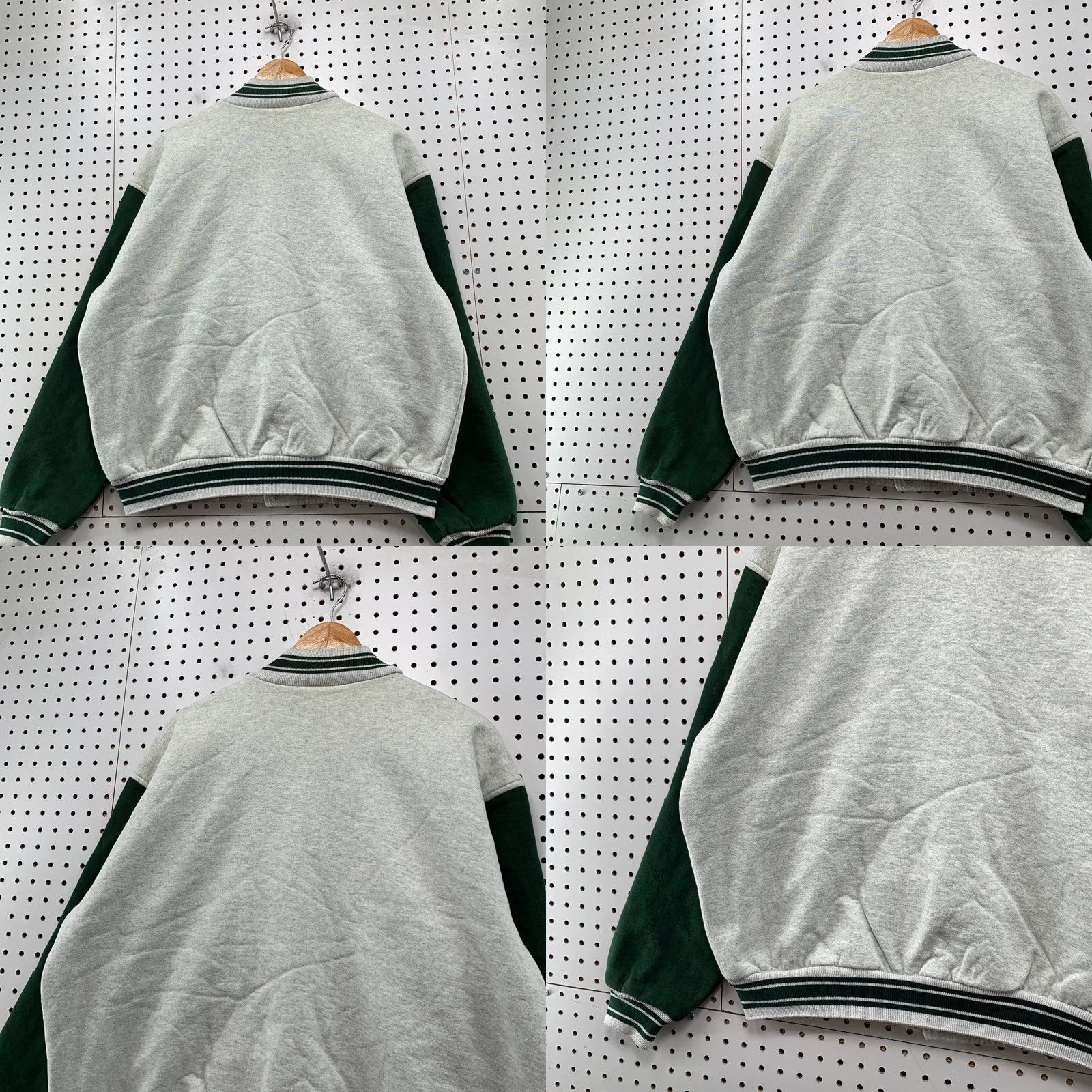 Fruit Of The Loom VINTAGE Fruit of the Loom Varsity Jacket Mens XL Gray Green Cotton Fleece Snap 90s USA Size US XL / EU 56 / 4 - 10 Thumbnail