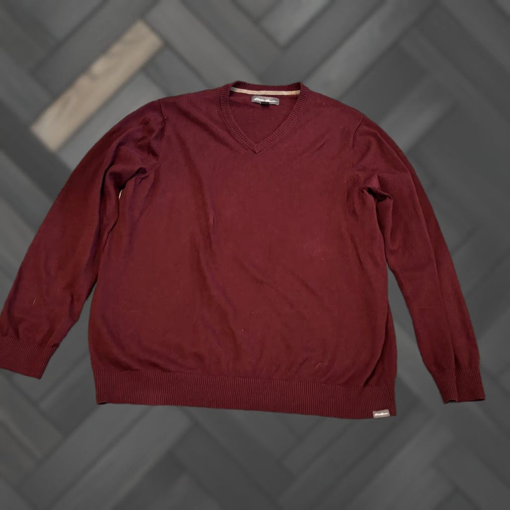Eddie Bauer VINTAGE Eddie Bauer Sweater Men’s T2XL Tall Maroon V Neck Merino Wool Blend L/S Pullover Size US XXL / EU 58 / 5 - 1 Thumbnail