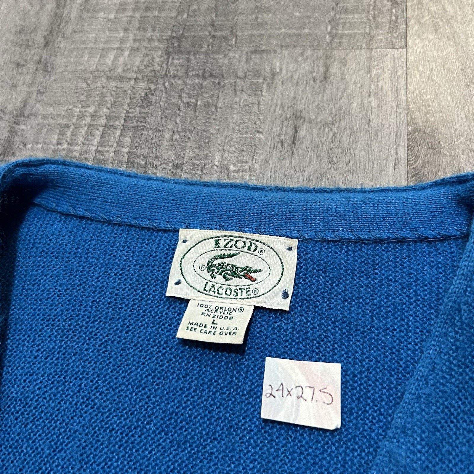 Vintage Vintage Izod Lacoste Blue Knit Preppy Cardigan Golf Sweater Size US L / EU 52-54 / 3 - 5 Thumbnail
