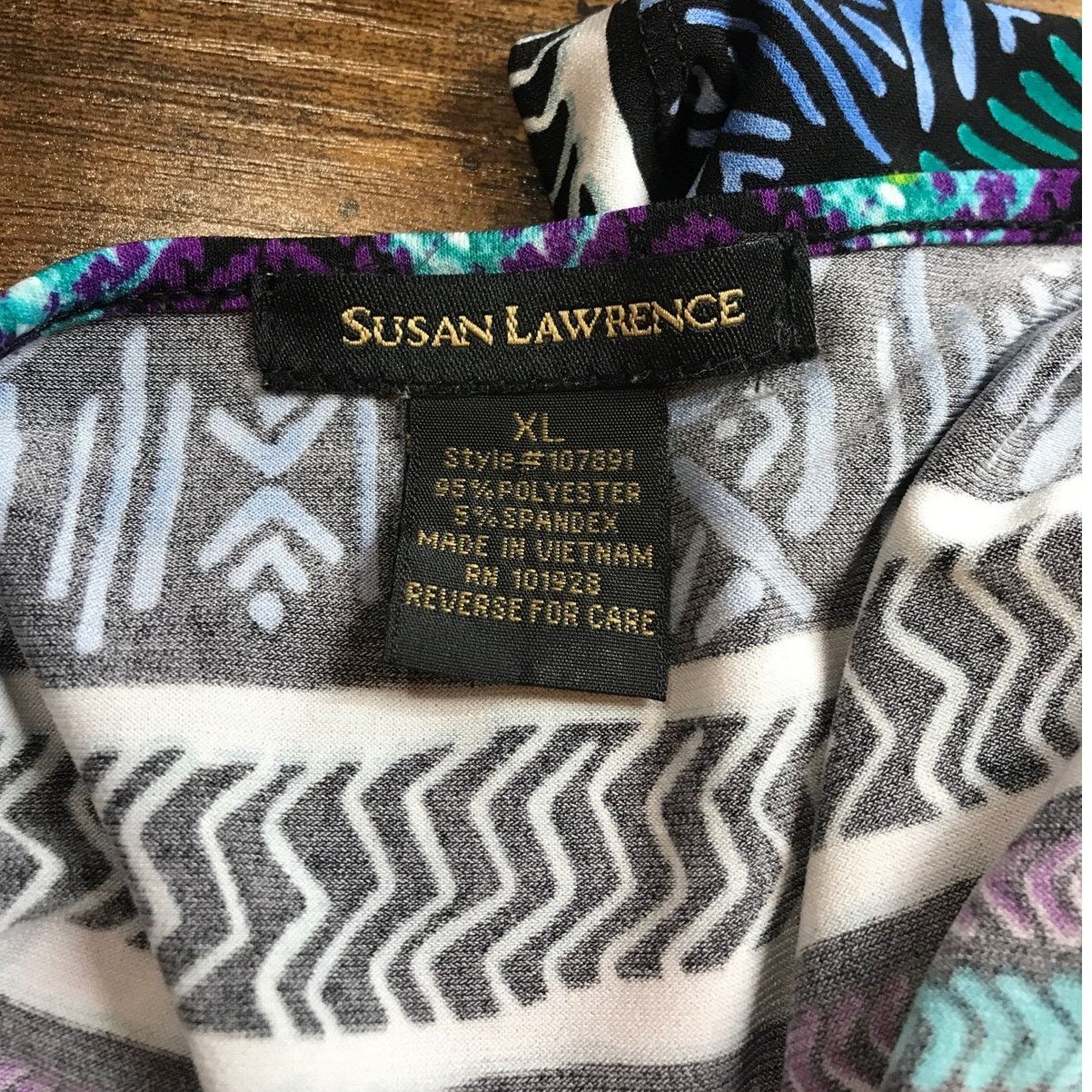 Other Susan Lawrence Geometric V-Neck Short Sleeve Blouse XL Size XL / US 12-14 / IT 48-50 - 3 Thumbnail