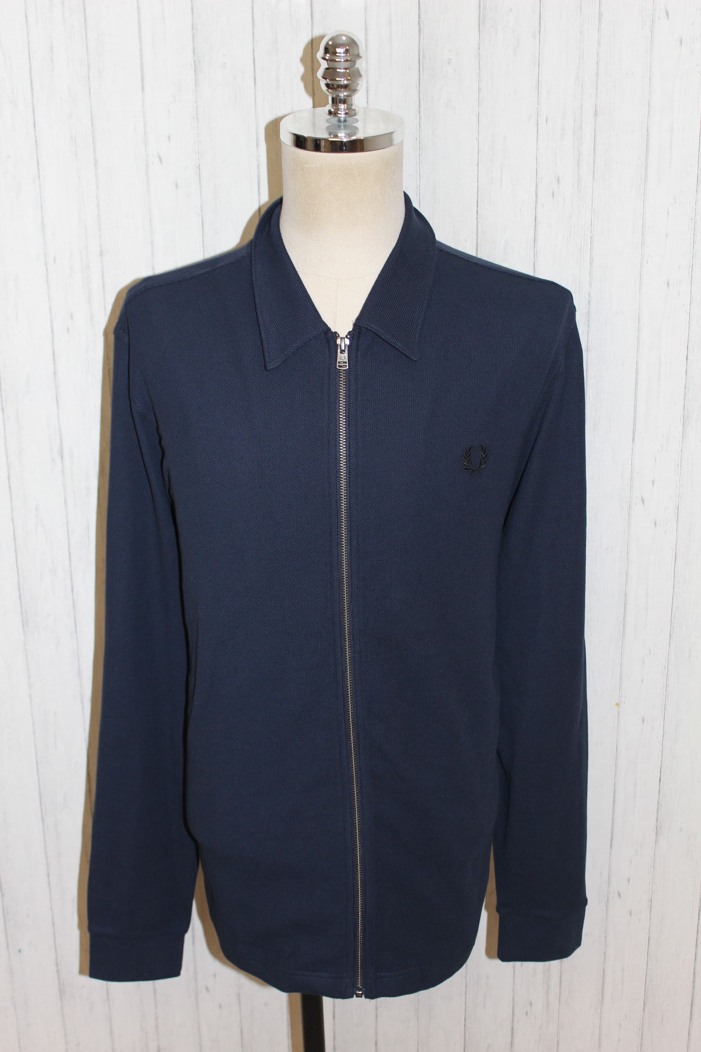 Fred Perry Men's FRED PERRY Long Sleeve Blue Zip Shirt Size US XL / EU 56 / 4 - 3 Thumbnail