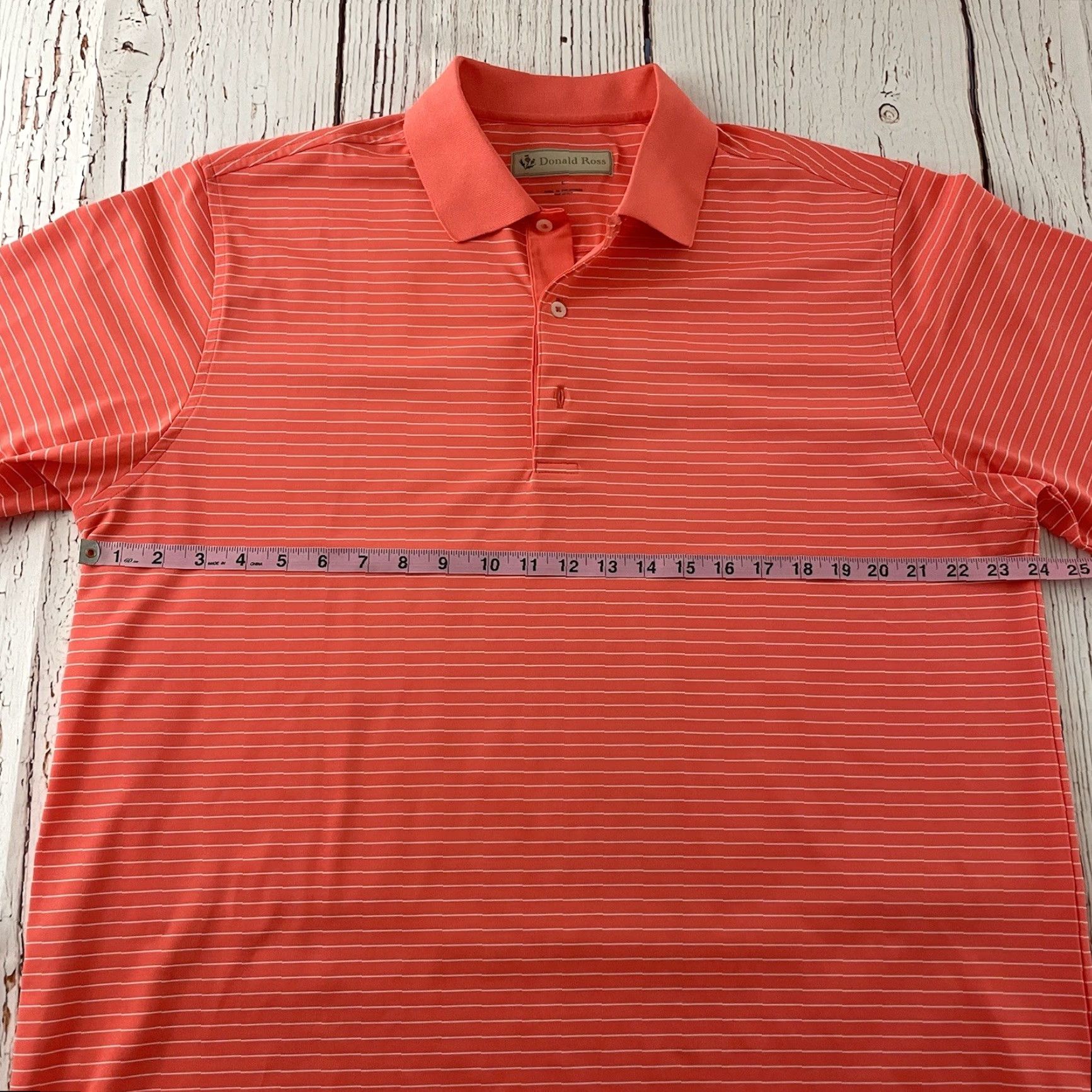 Vintage Donald Ross Stripe Short Sleeve Button Front Golf Polo Shirt Men Large Orange - Mens - Striped Button-Up Polo Size US L / EU 52-54 / 3 - 3 Thumbnail