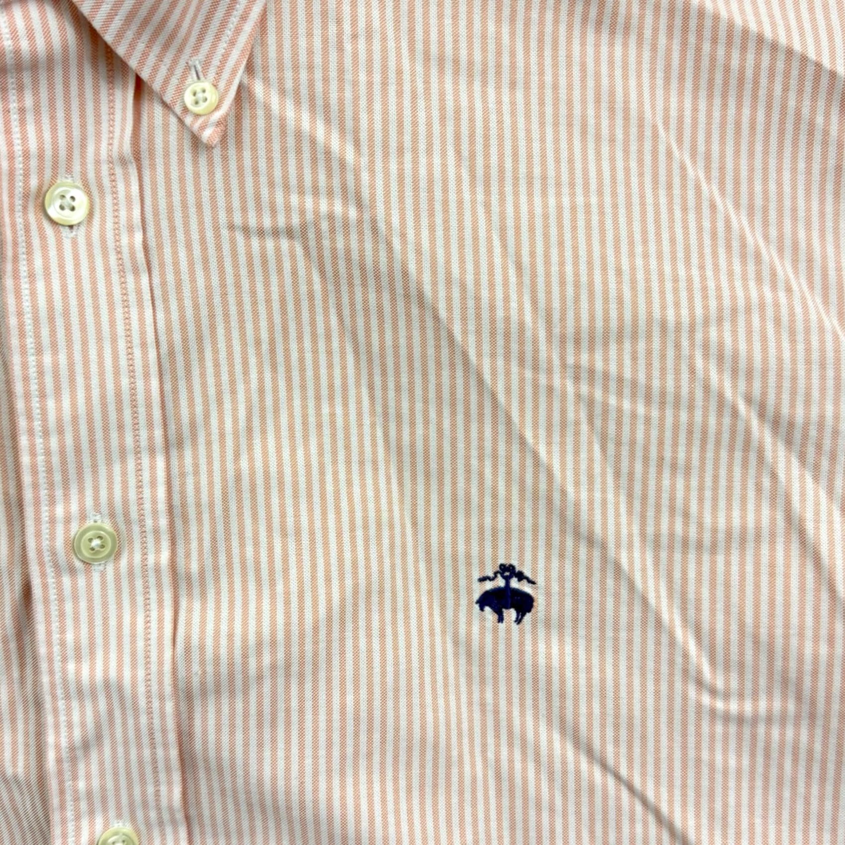 Brooks Brothers Brooks Brothers Shirt Men's XL Salmon Striped Supima Oxford Button Long Sleeve Size US XL / EU 56 / 4 - 4 Thumbnail