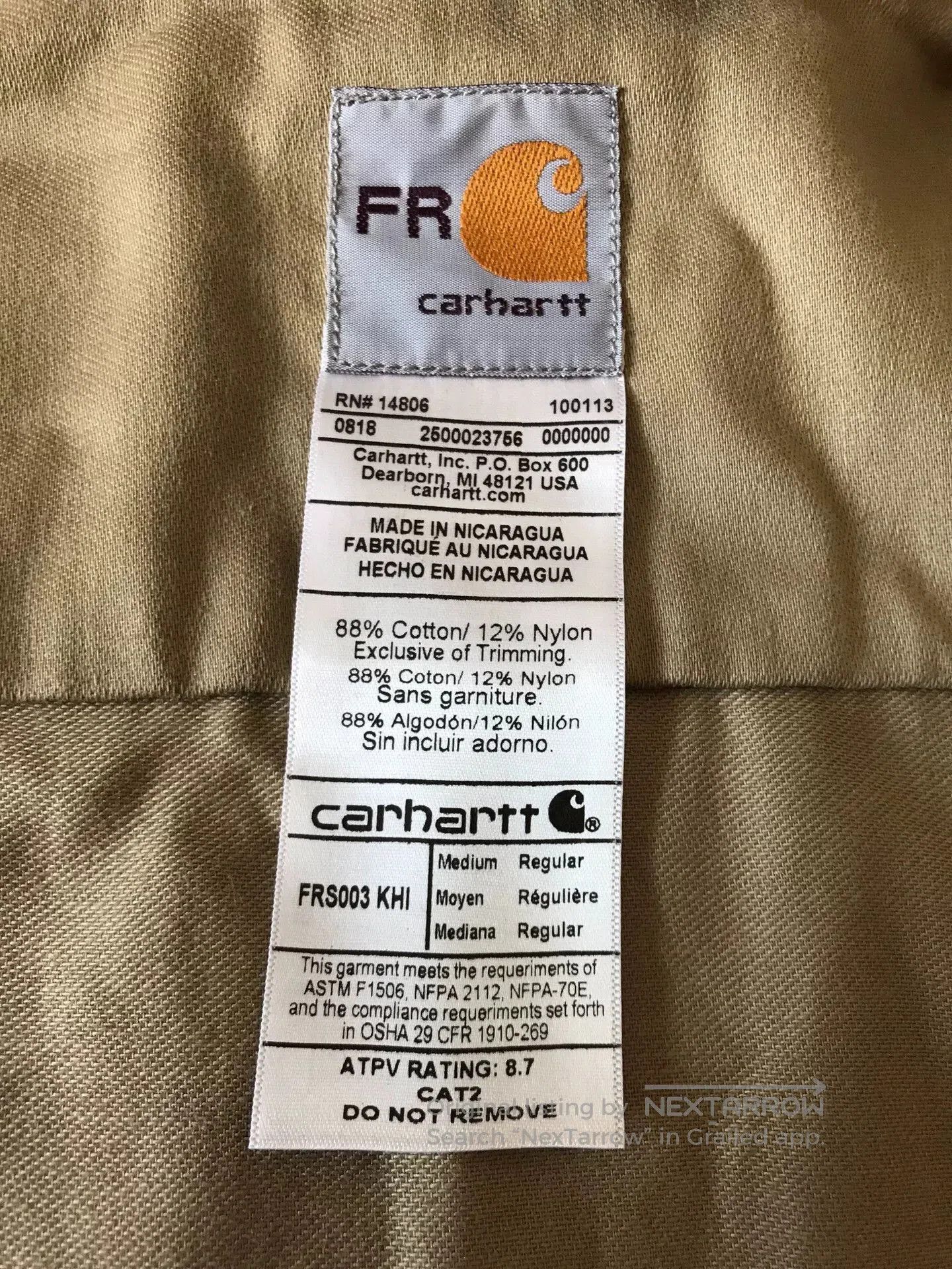 Carhartt Carhartt FRS003 FR Flame Resistant Work Shirt. Size US M / EU 48-50 / 2 - 8 Thumbnail